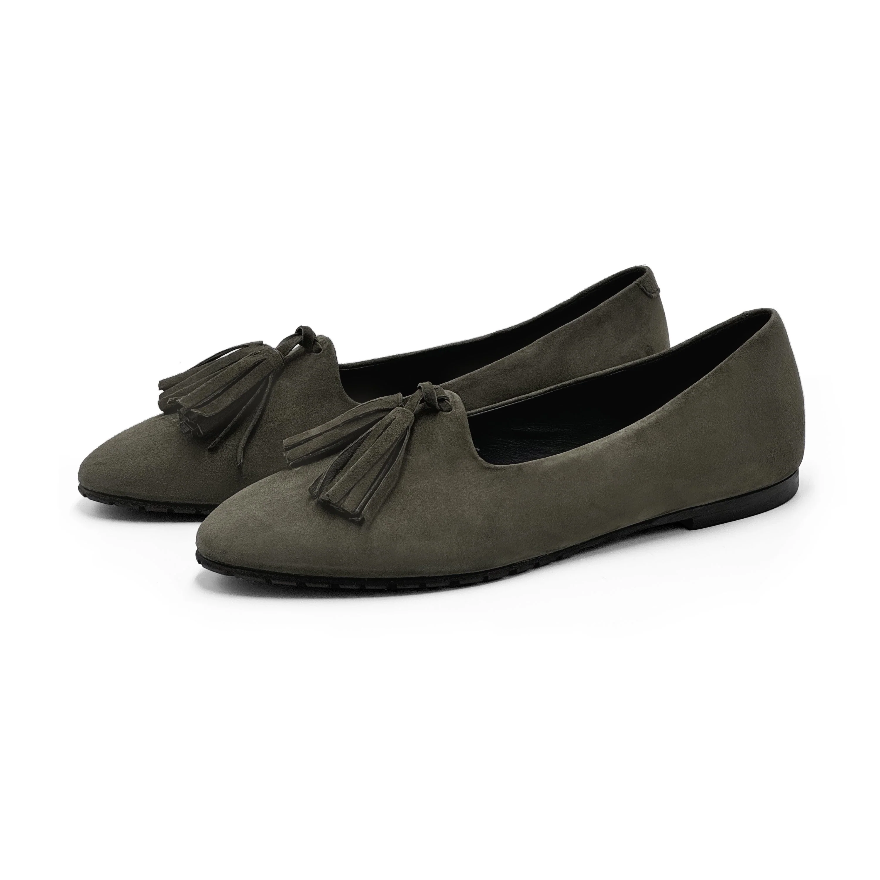 Forest green women moccasins with tassels - Image 3