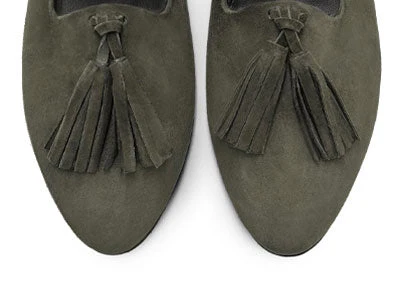 Forest green women moccasins with tassels - Image 5