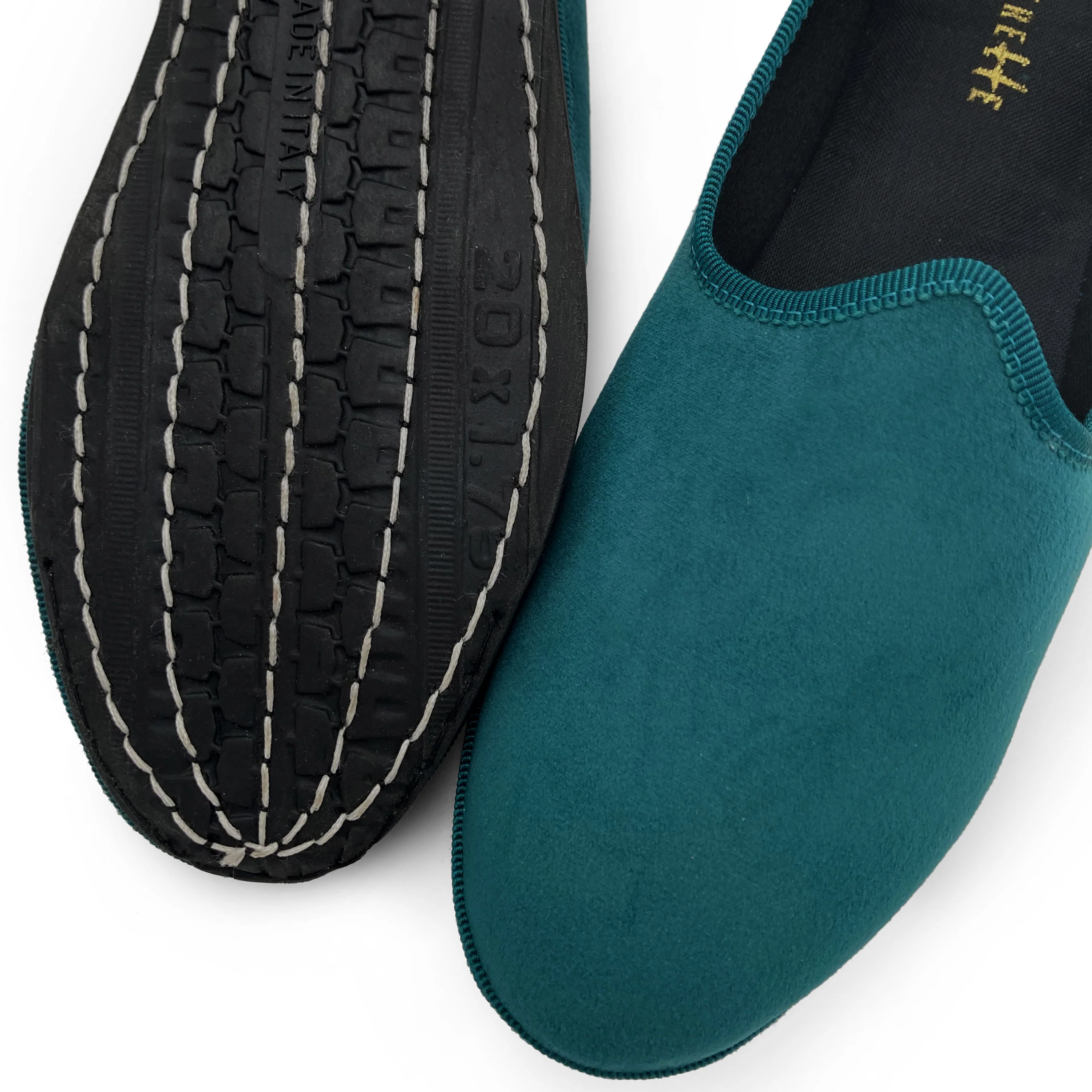 Friulane petrol blue velvet slippers - Image 3
