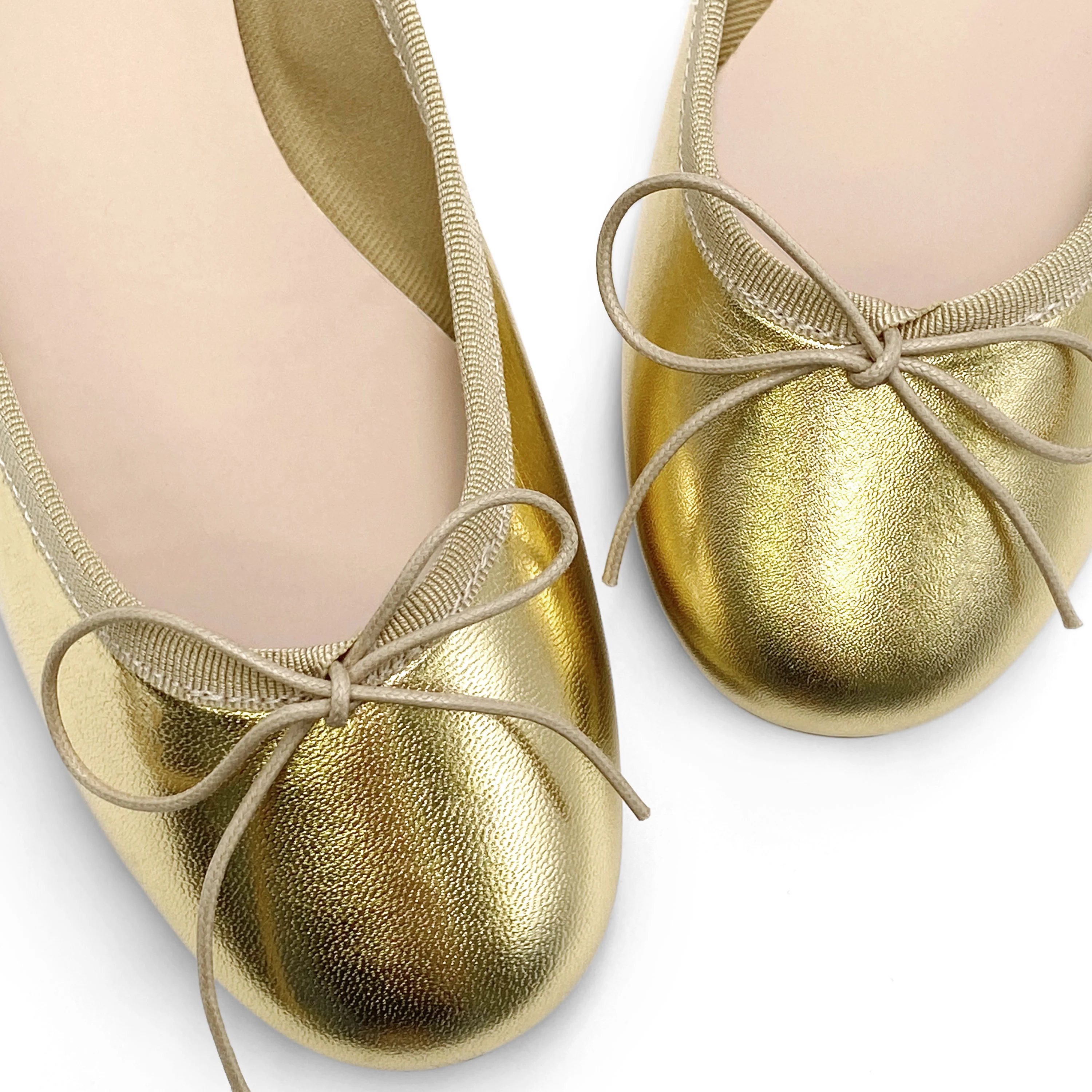 Gold metallic leather ballet flats - Image 3