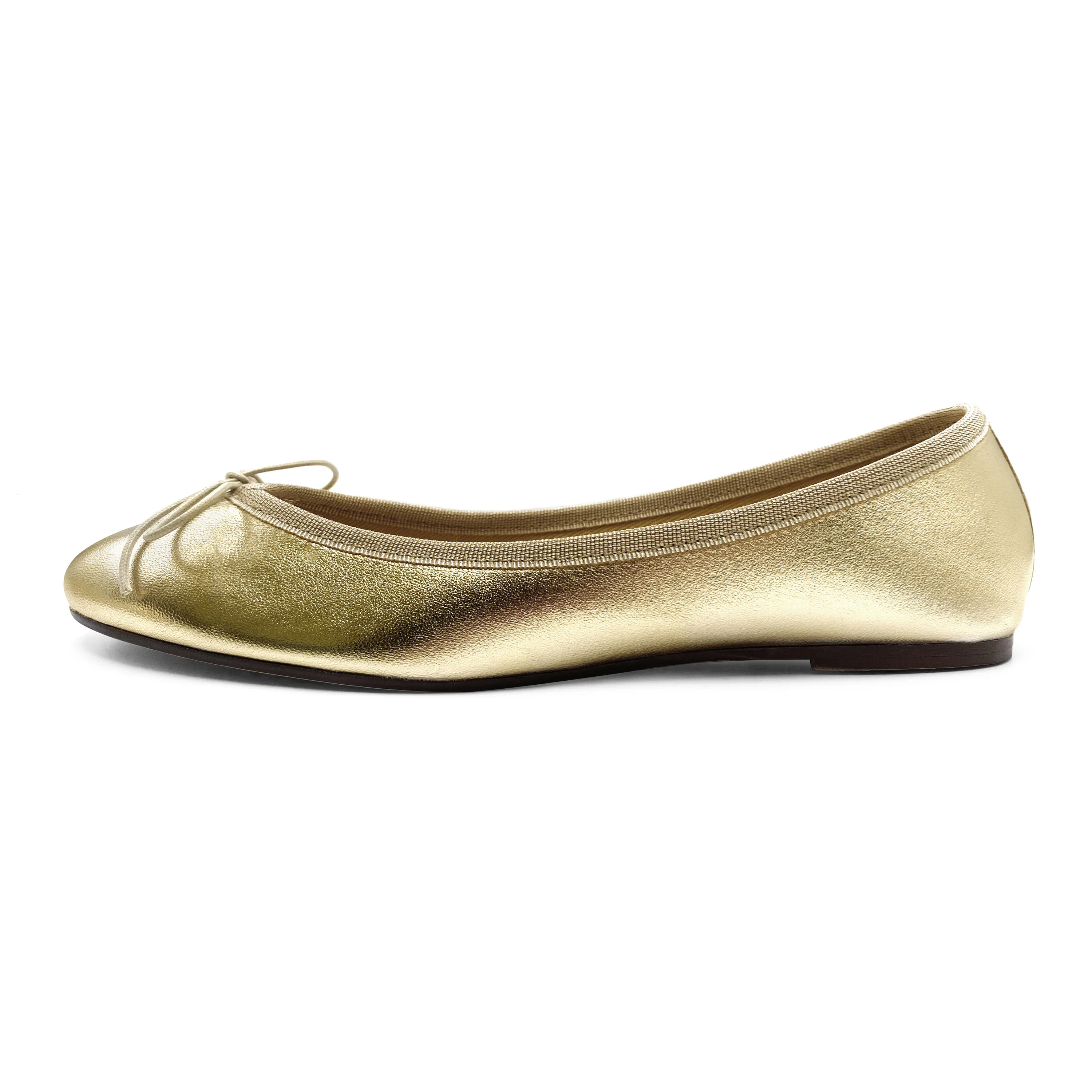 Gold metallic leather ballet flats - Image 4