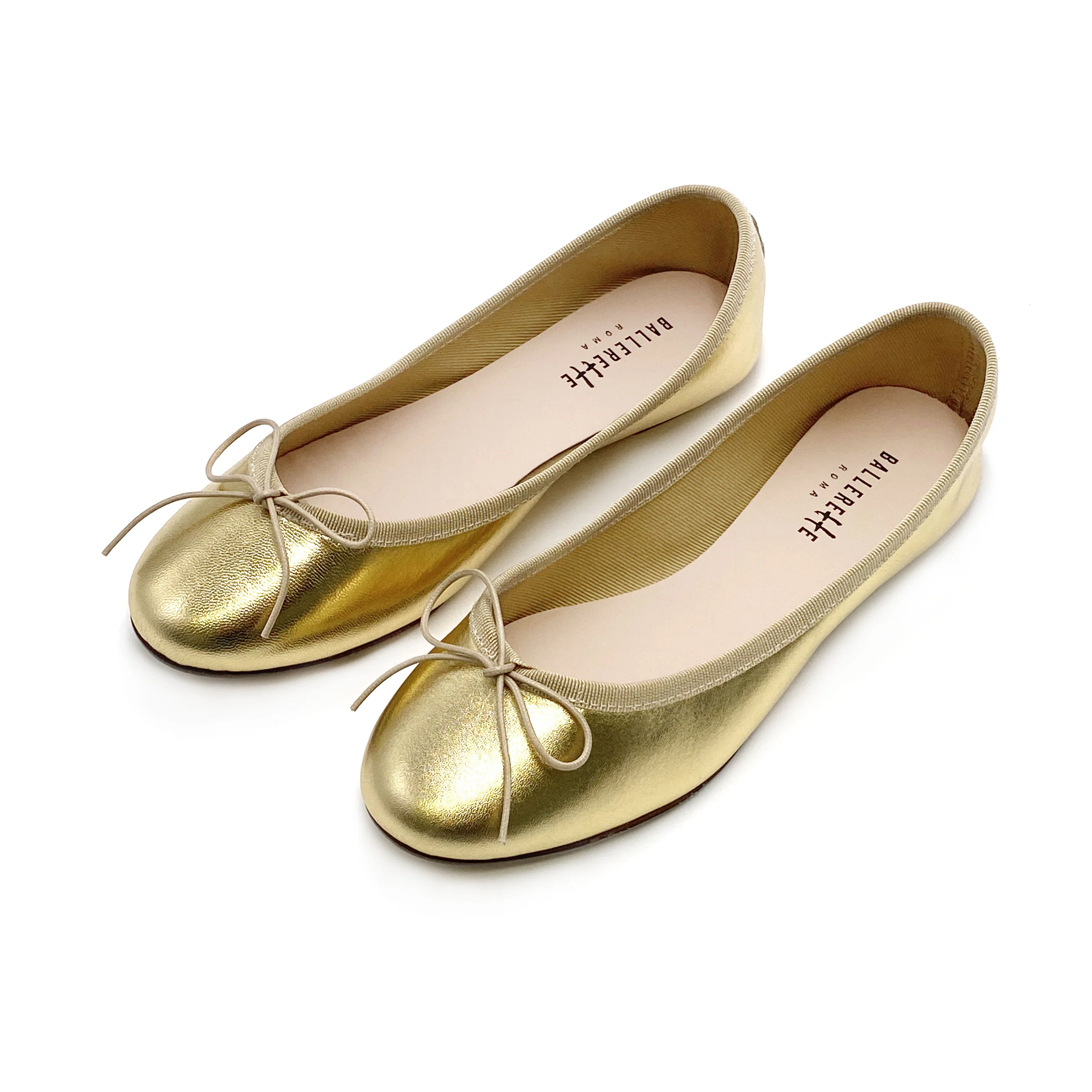Gold metallic leather ballet flats - Image 5