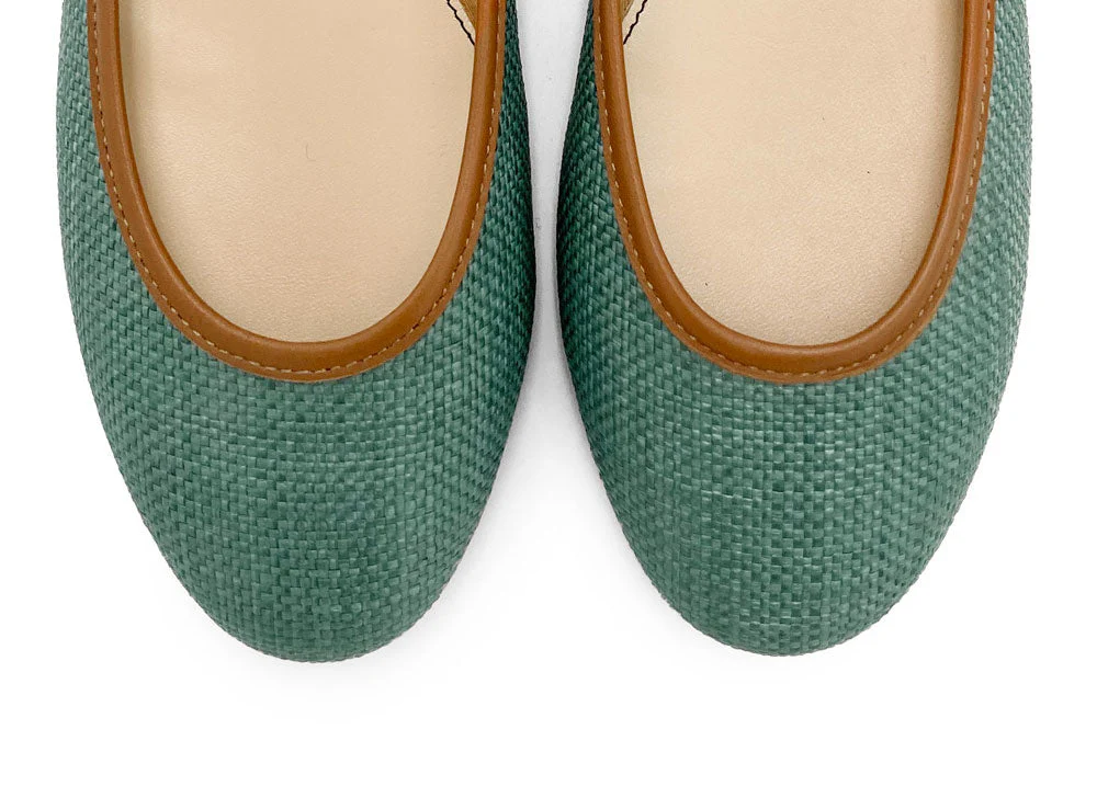 Green summer raffia ballet flats - Image 5