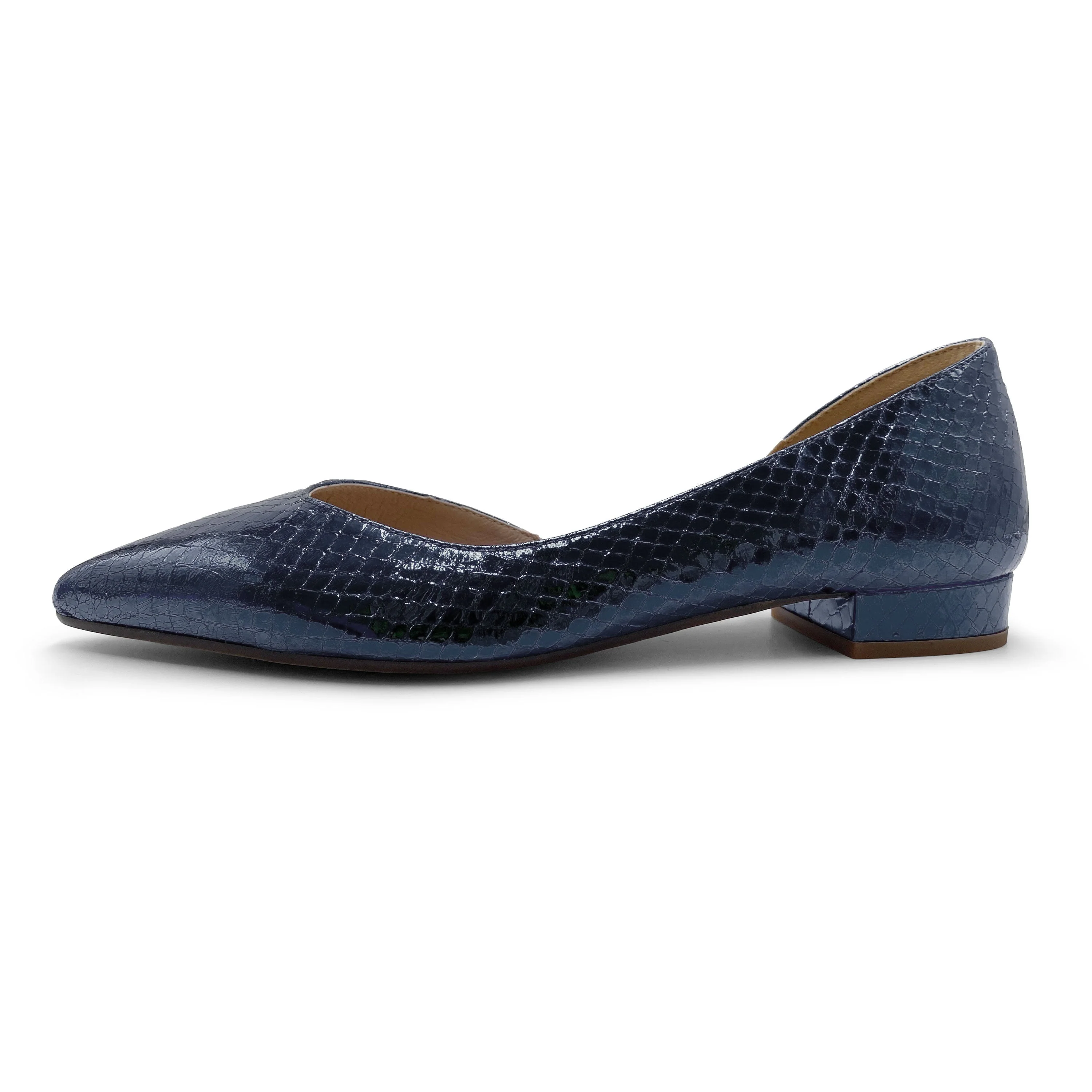Half d'Orsay Blue Metallic Leather Ballet Flats - Image 4
