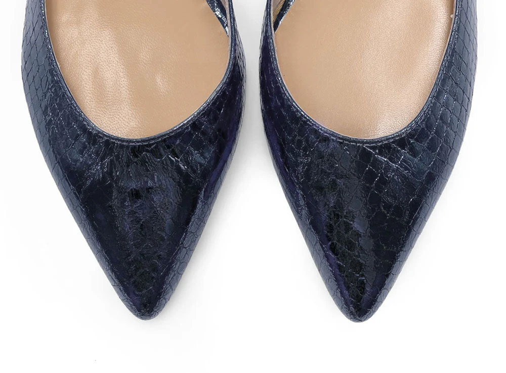 Half d'Orsay Blue Metallic Leather Ballet Flats - Image 5