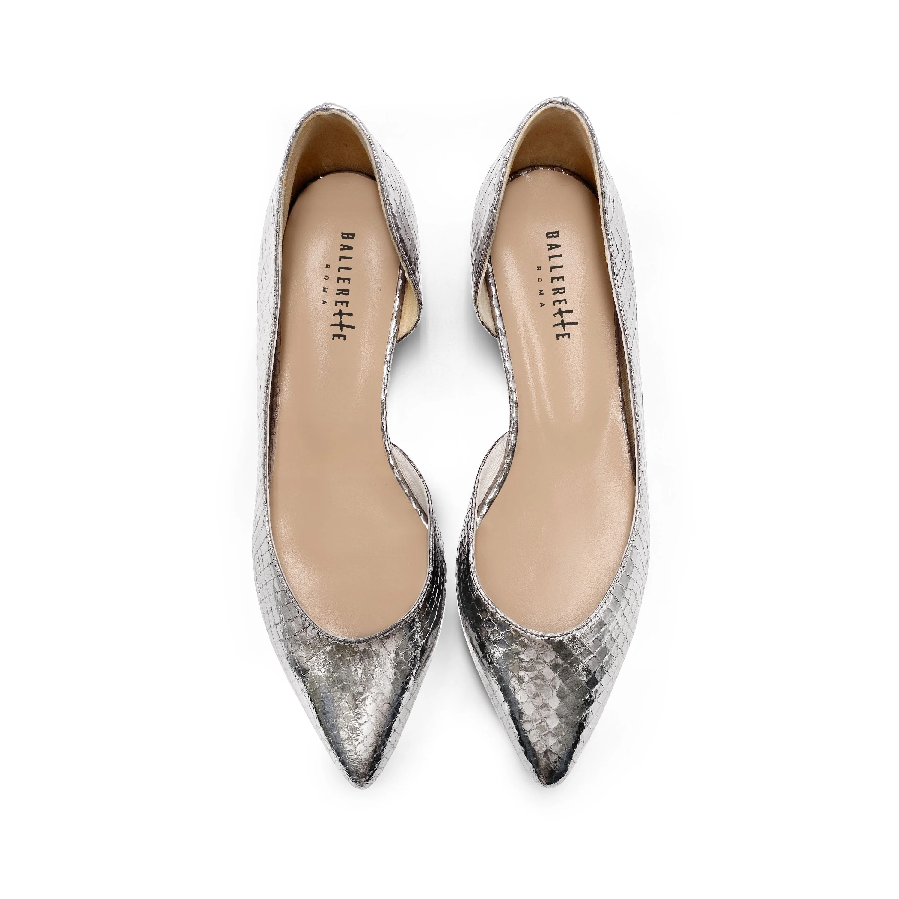 Half d'Orsay silver metallic leather ballet flats - Image 2