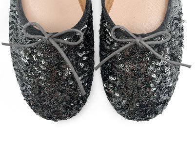 Iron grey sequin high-vamp ballet flats - Image 5
