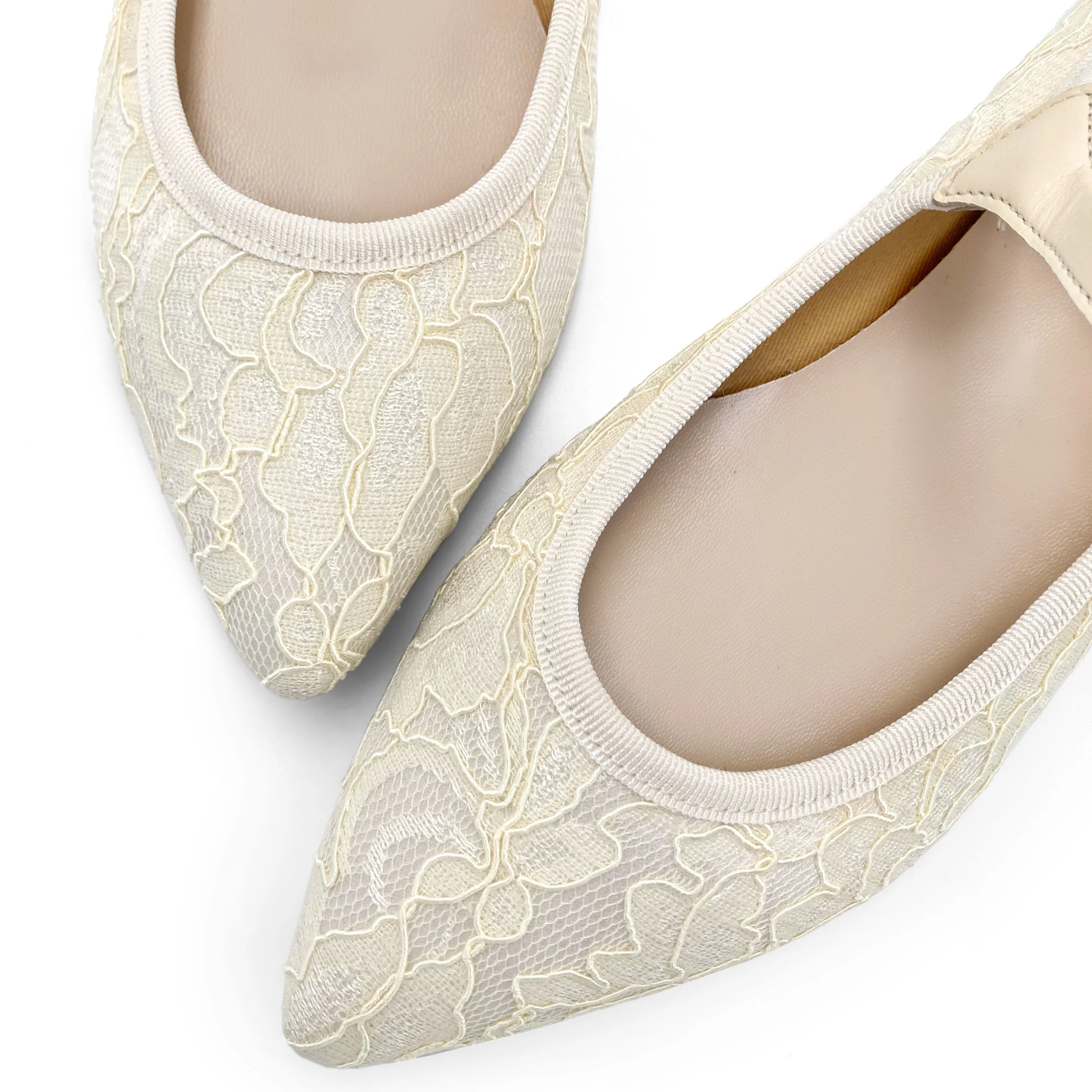Ivory white lace bridal Mary Jane ballet flats - Image 3