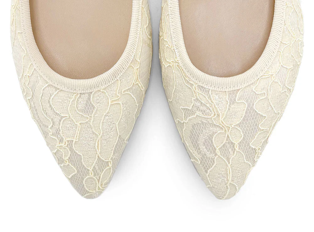 Ivory white lace bridal Mary Jane ballet flats - Image 6