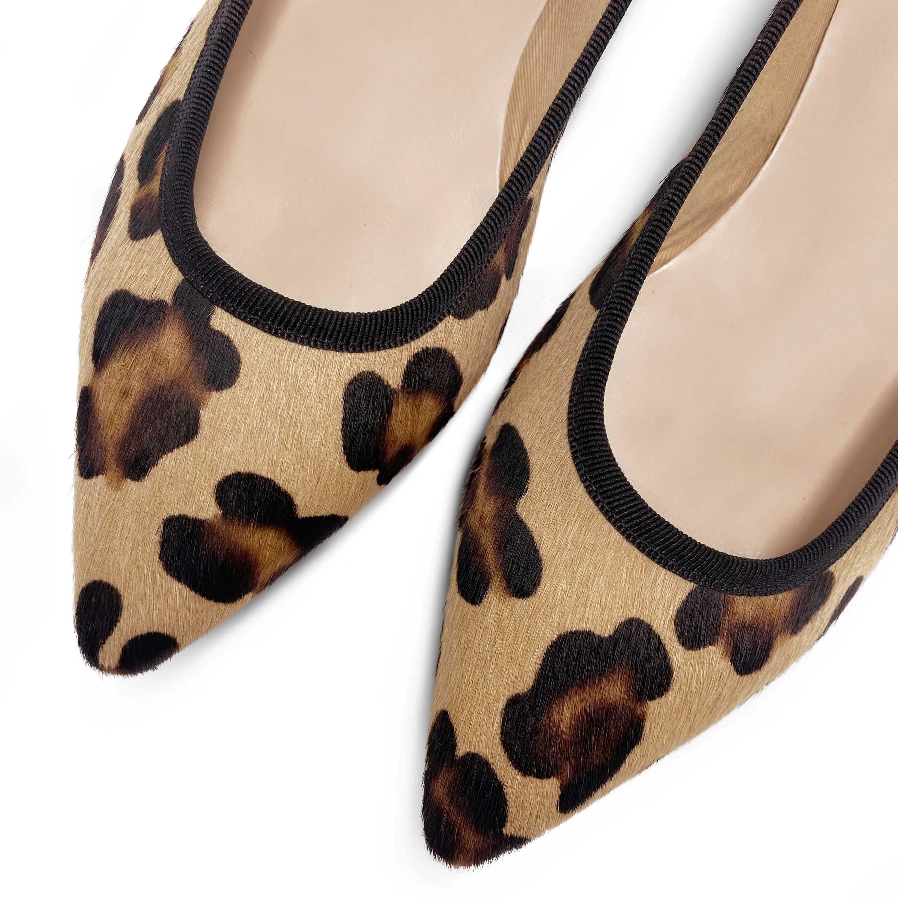 Leopard spotted calf hair pointed toe ballet flats - Image 4