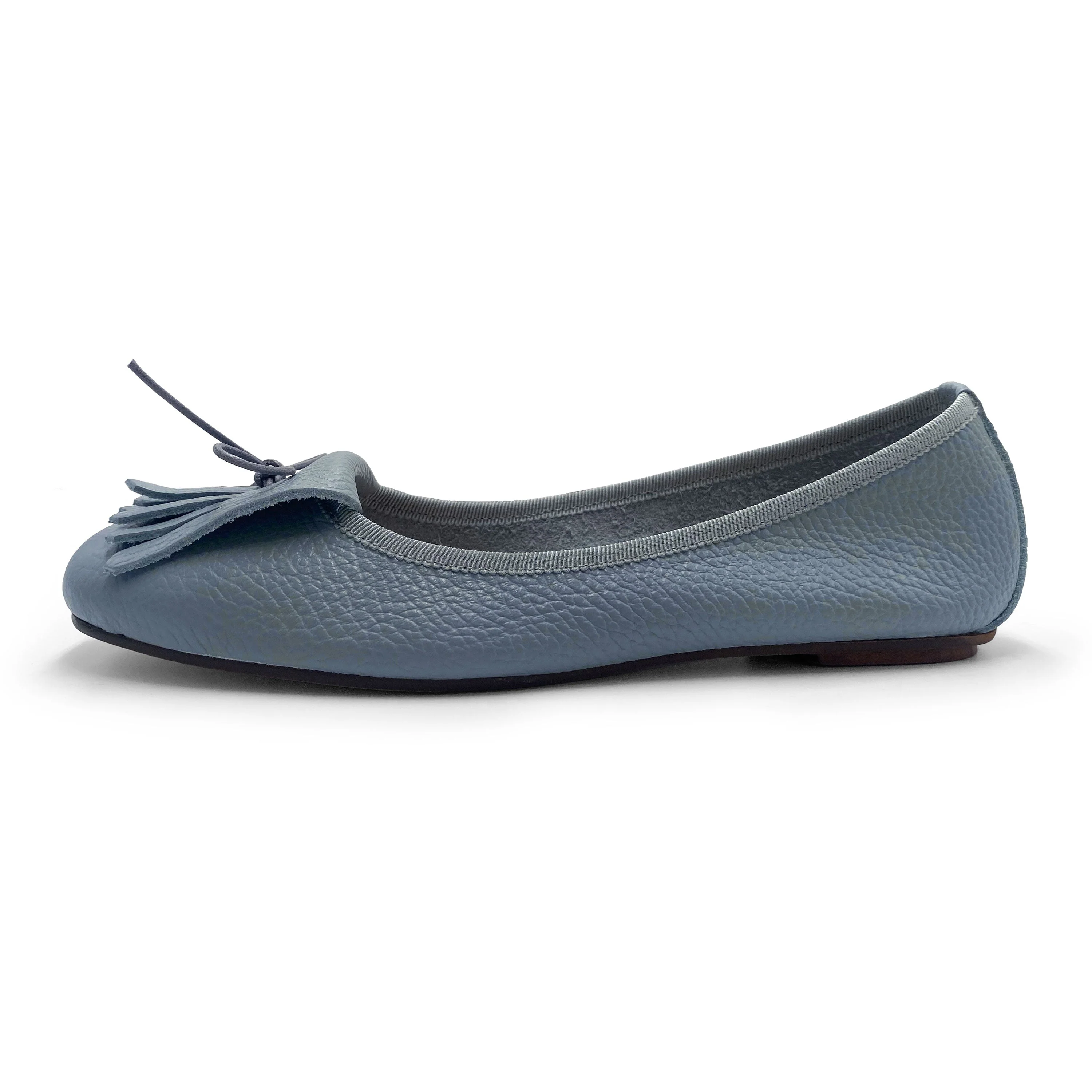 Light Blue Leather Moccasins with Fringes - Image 3