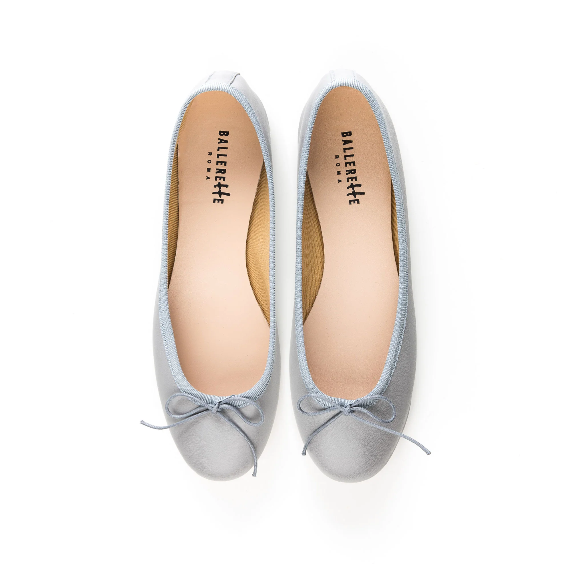 Light gray leather ballet flats