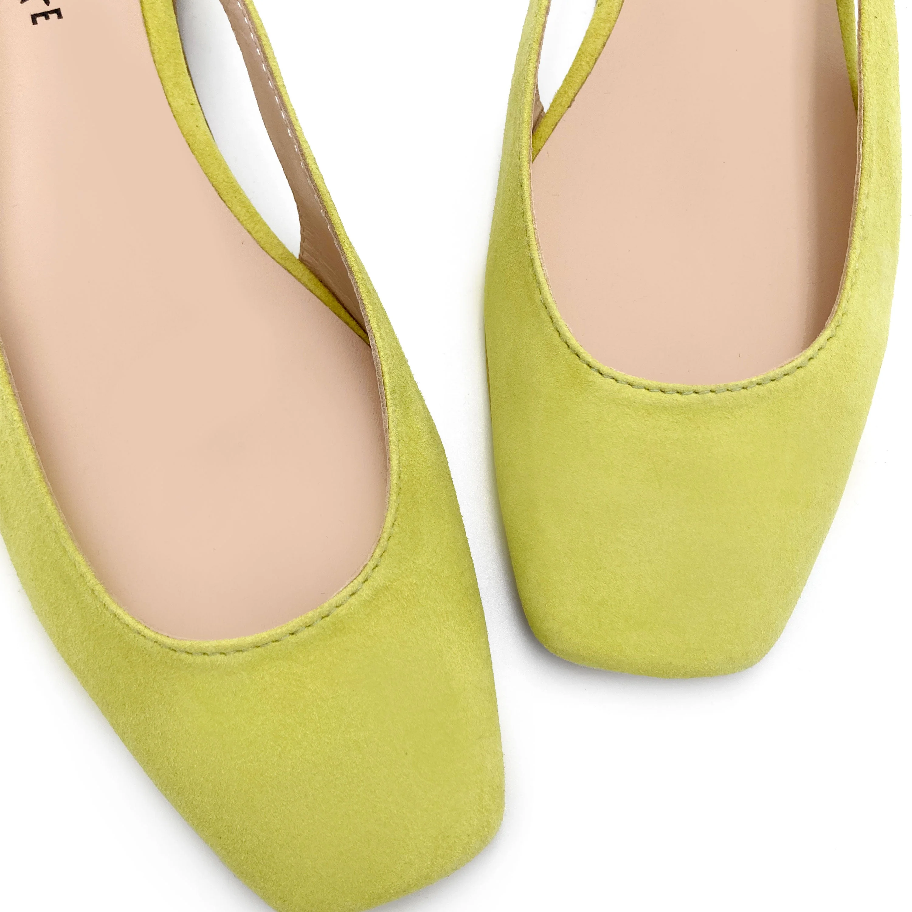 Lime green suede square toe slingback ballet flats - Image 4
