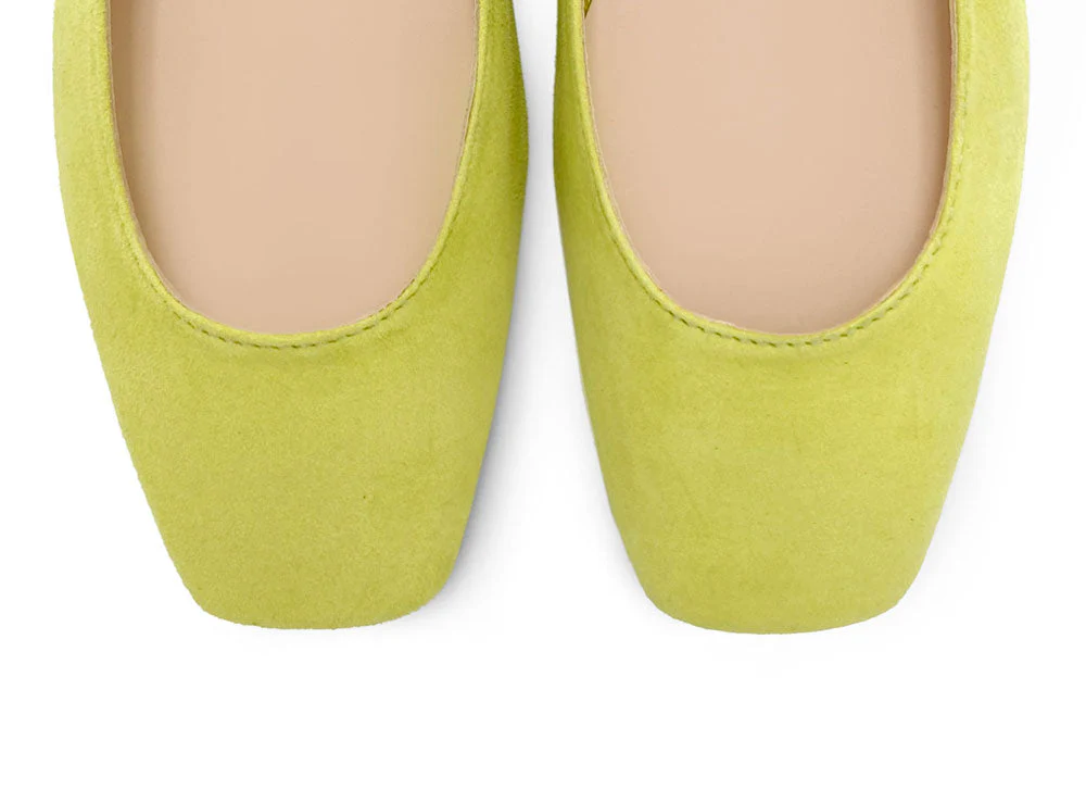 Lime green suede square toe slingback ballet flats - Image 6