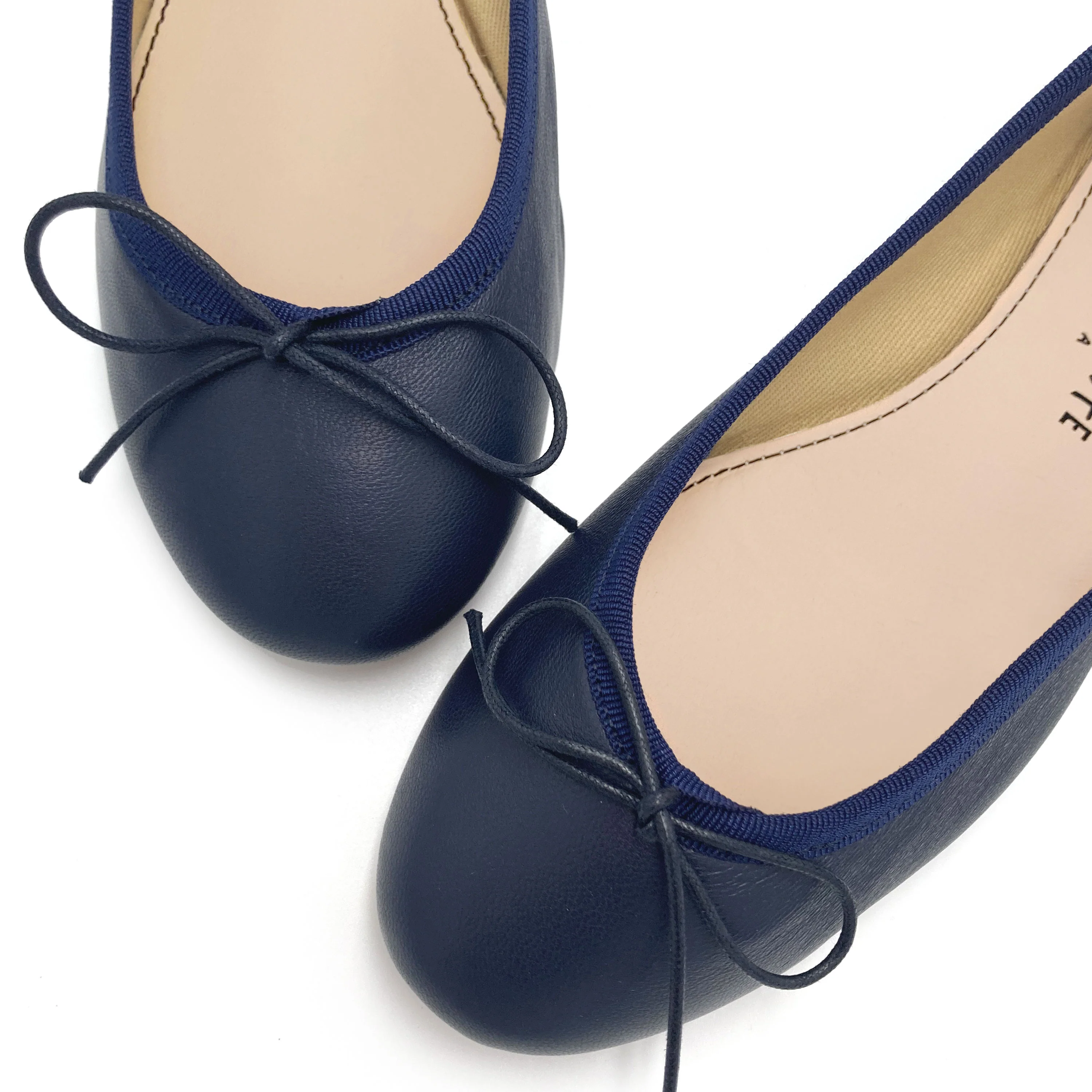 Navy blue leather ballet flats - Image 3