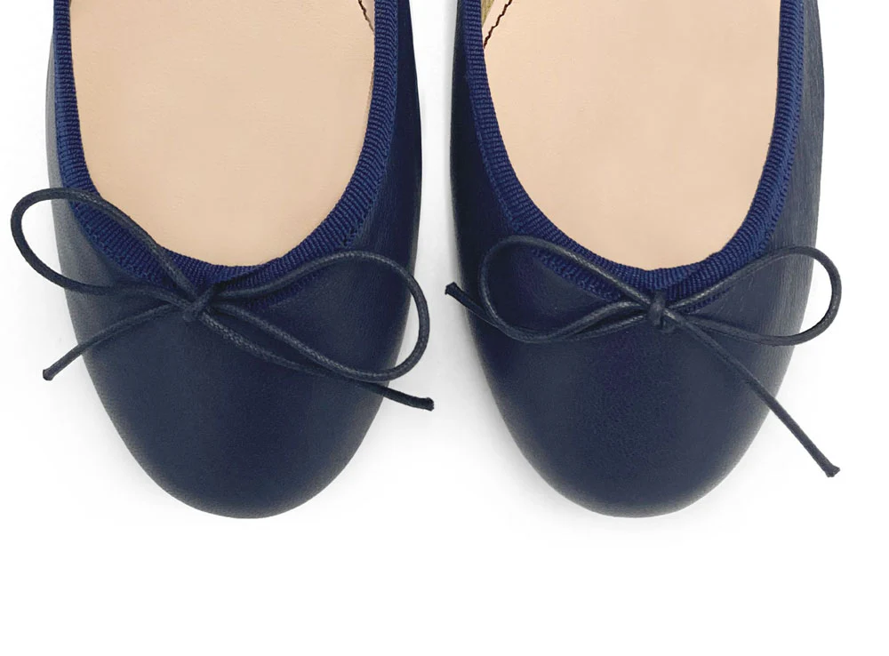 Navy blue leather ballet flats - Image 5
