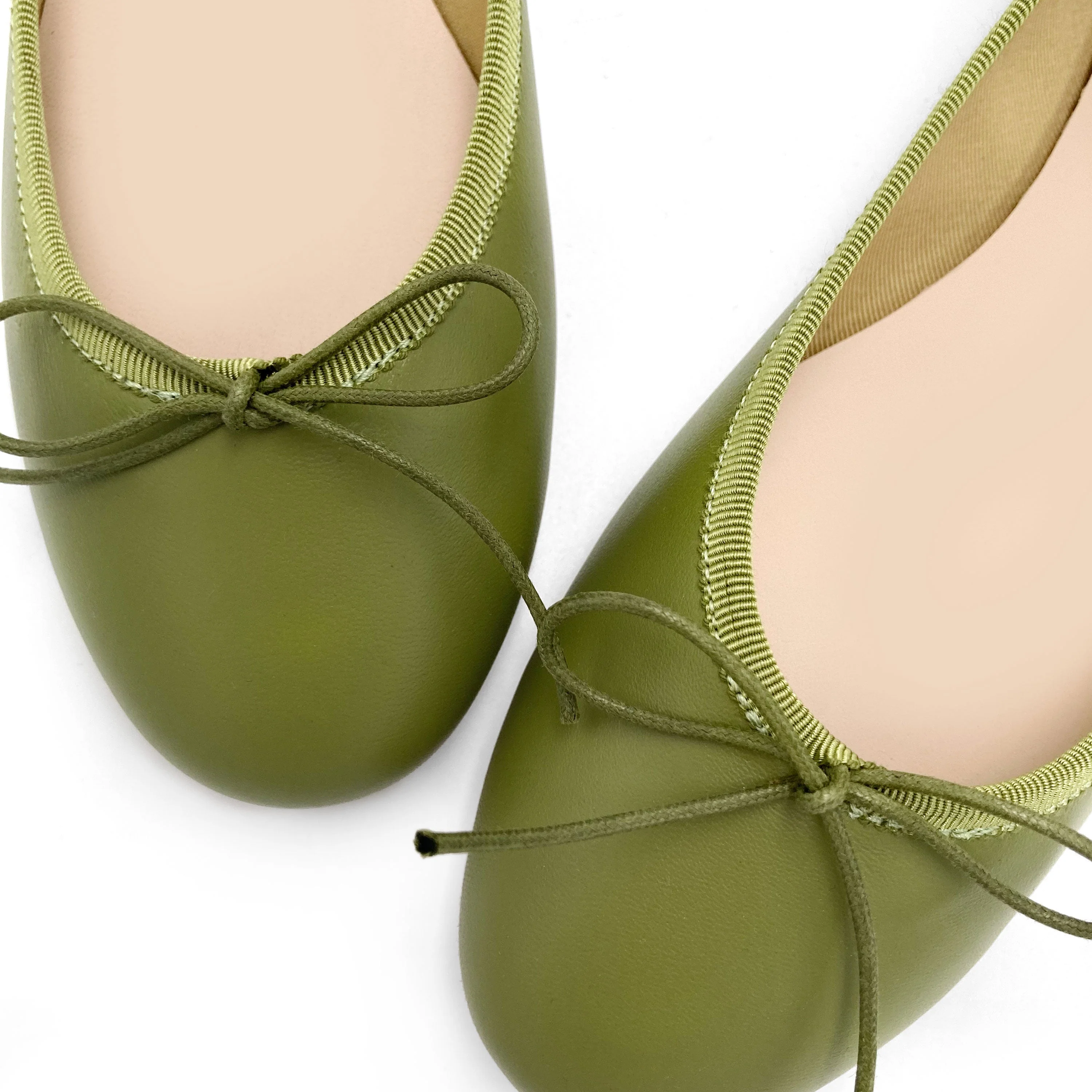 Olive green leather ballet flats - Image 3