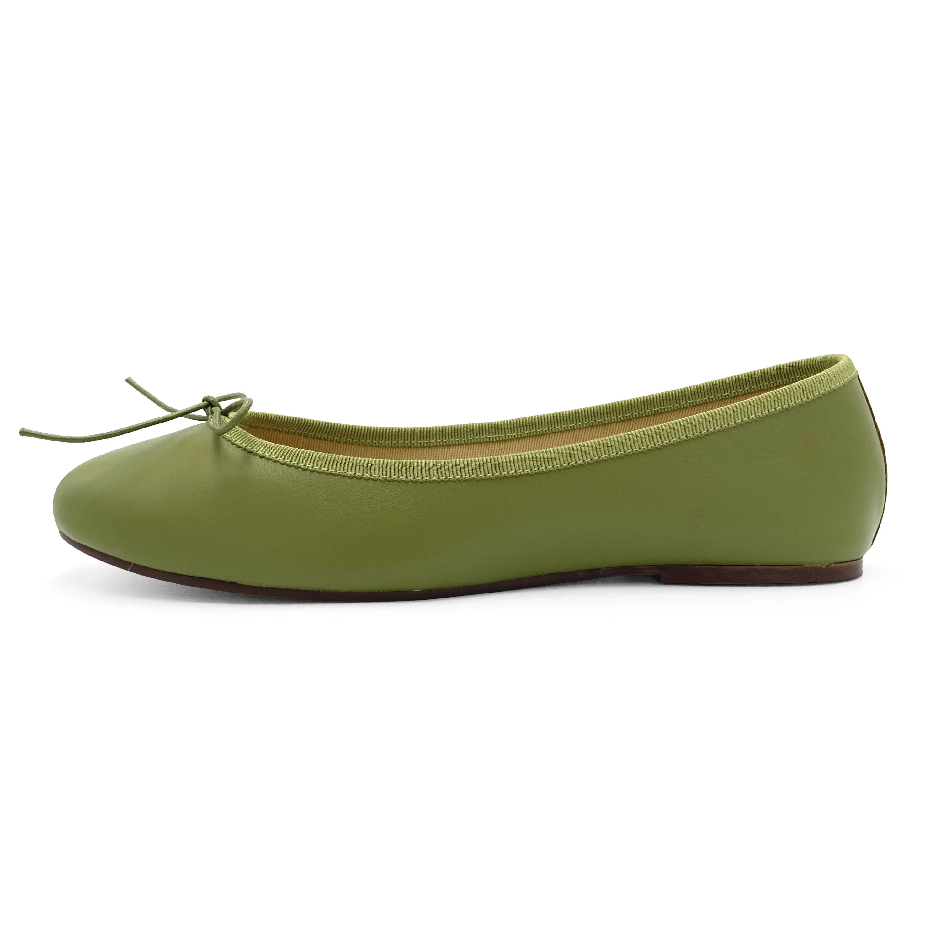 Olive green leather ballet flats - Image 4