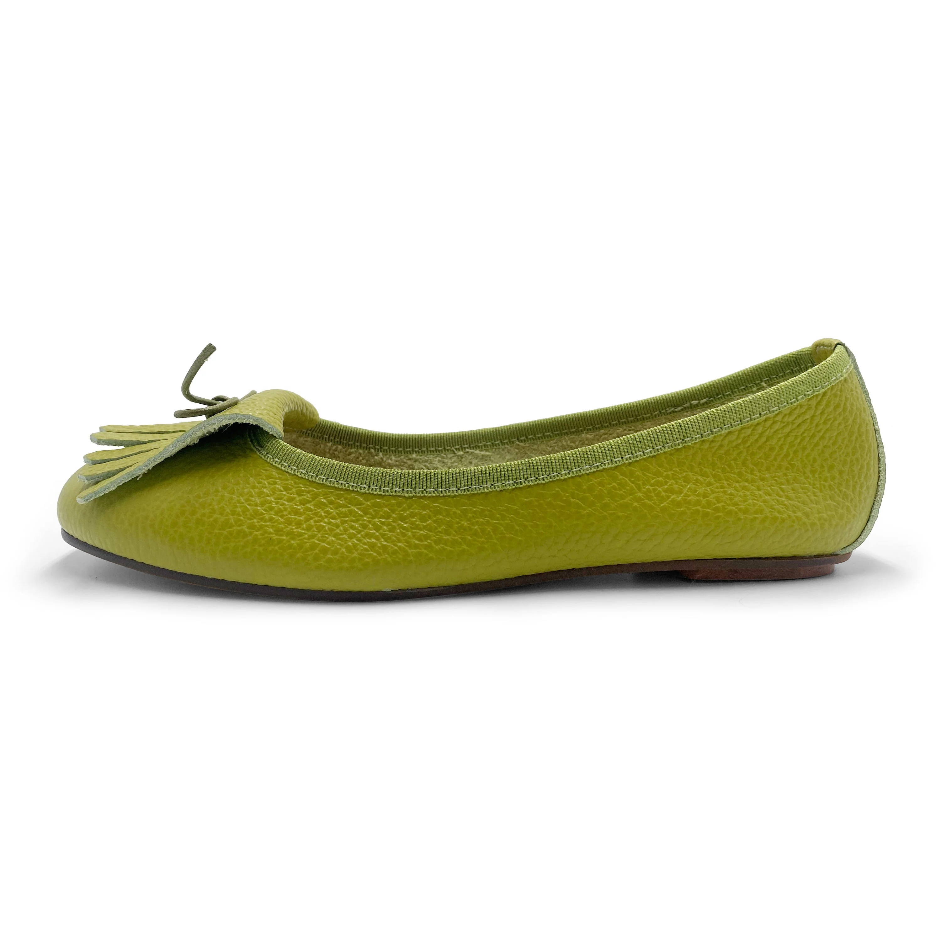 Olive Green Leather Moccasins with Fringes - Image 4
