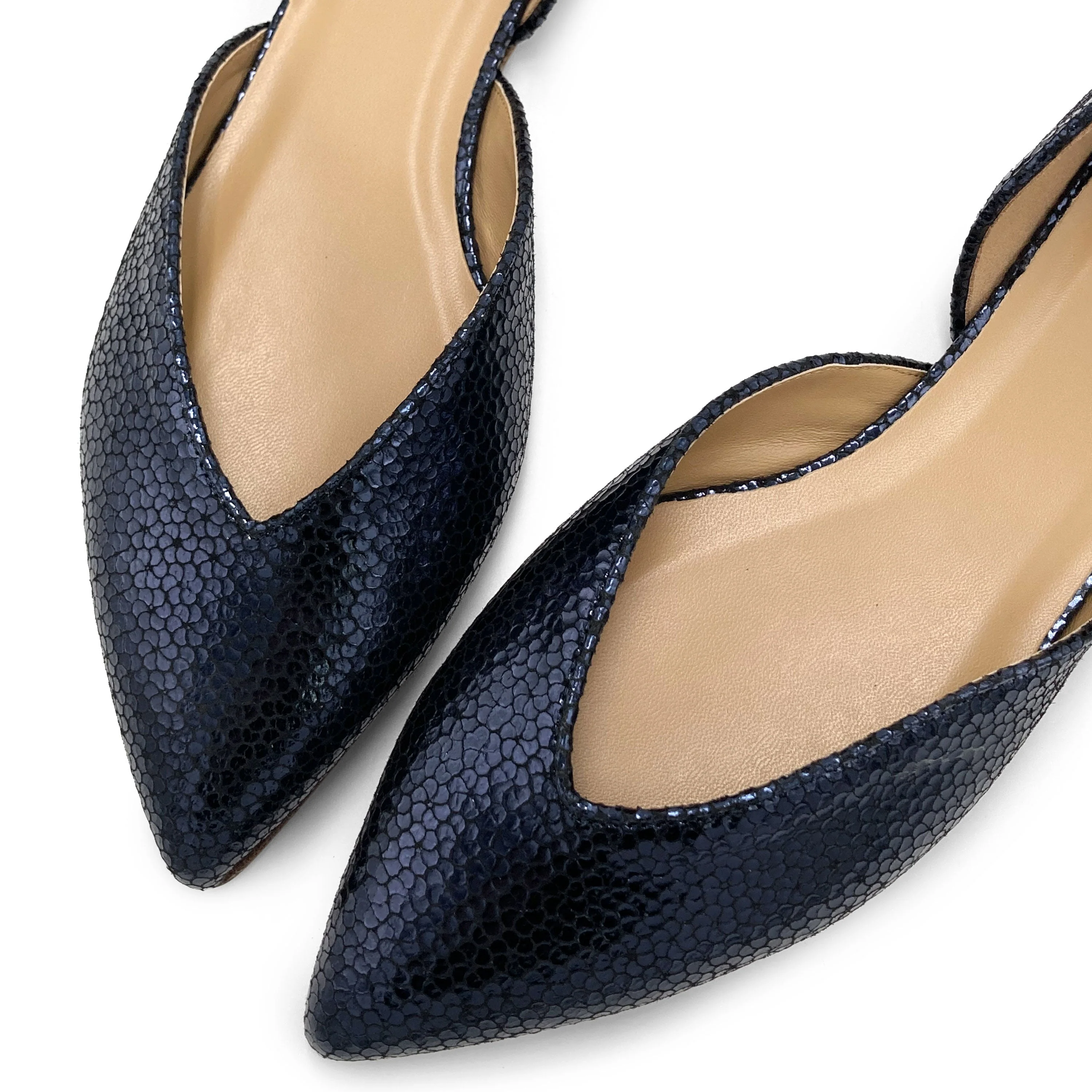 Open blue laminated ballet flats - Image 3
