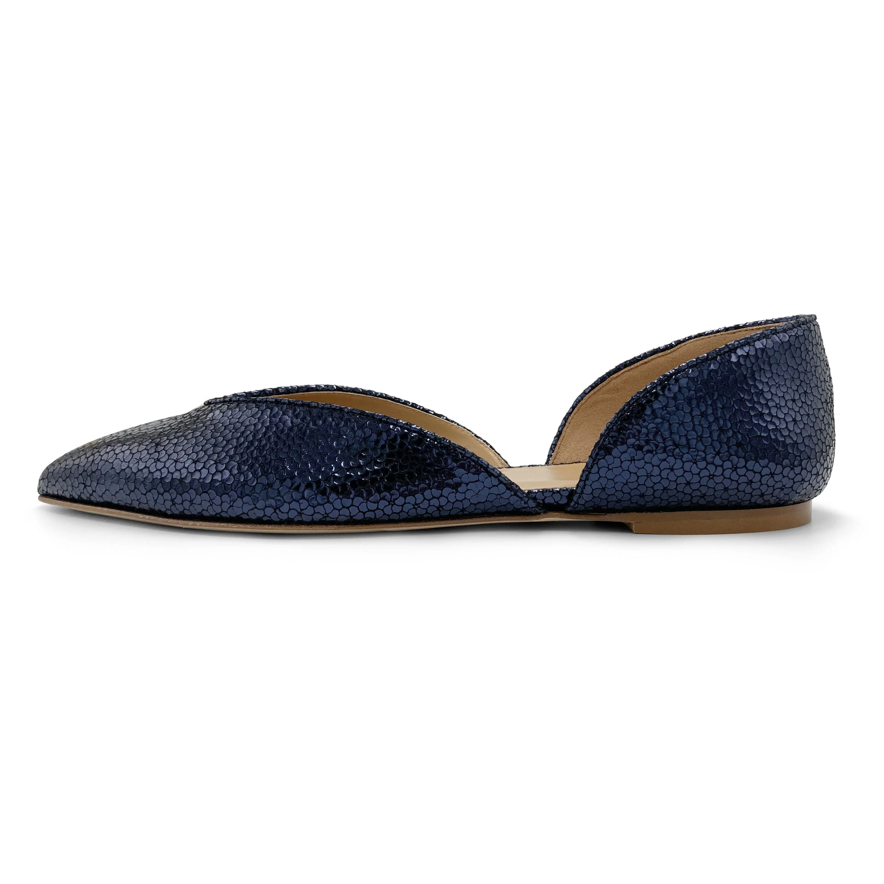 Open blue laminated ballet flats - Image 4