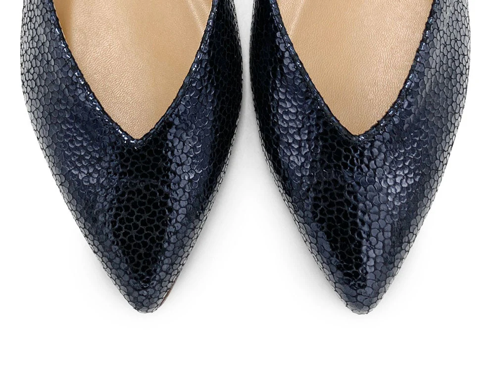 Open blue laminated ballet flats - Image 6
