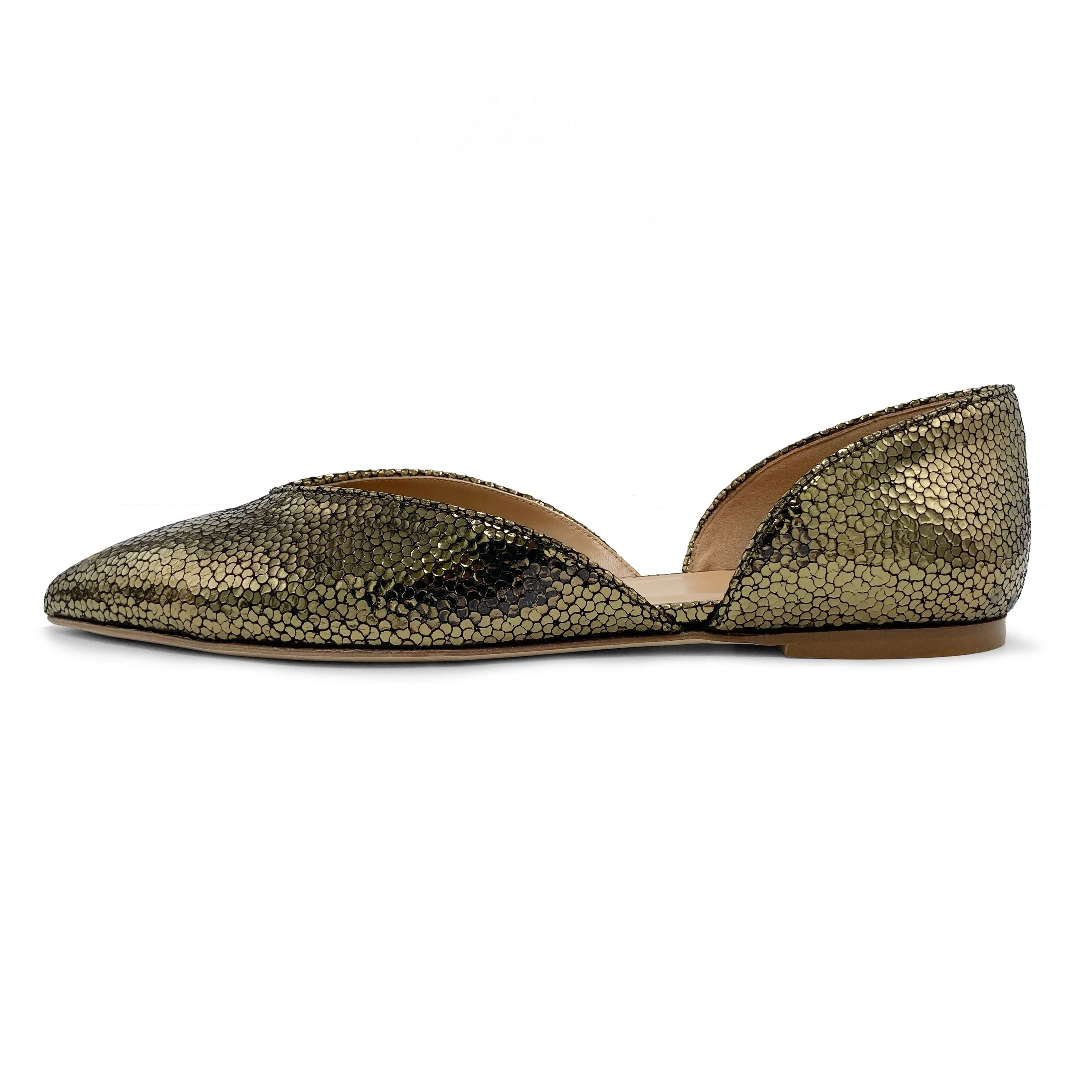 Open bronze laminated ballet flats - Image 3