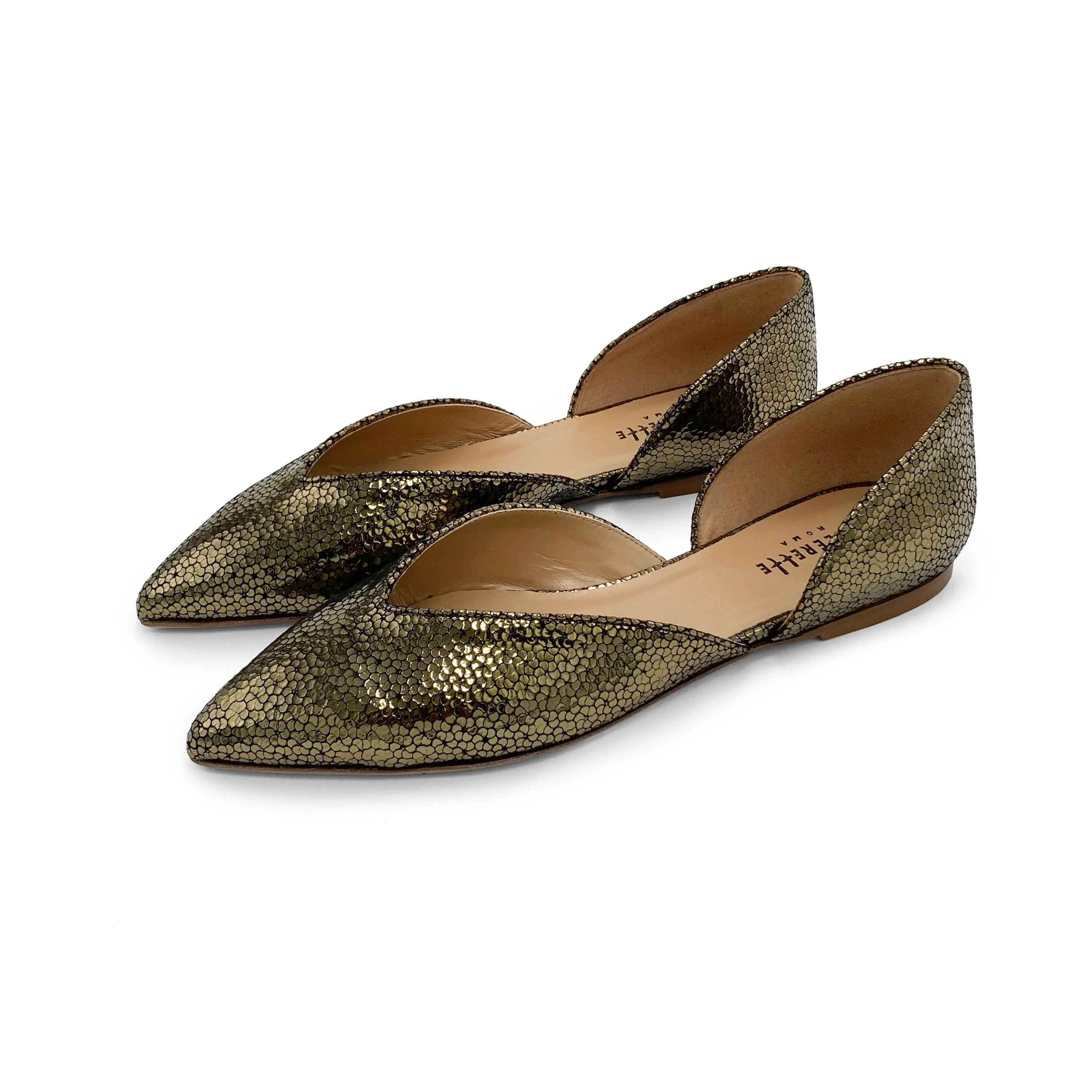 Open bronze laminated ballet flats - Image 5
