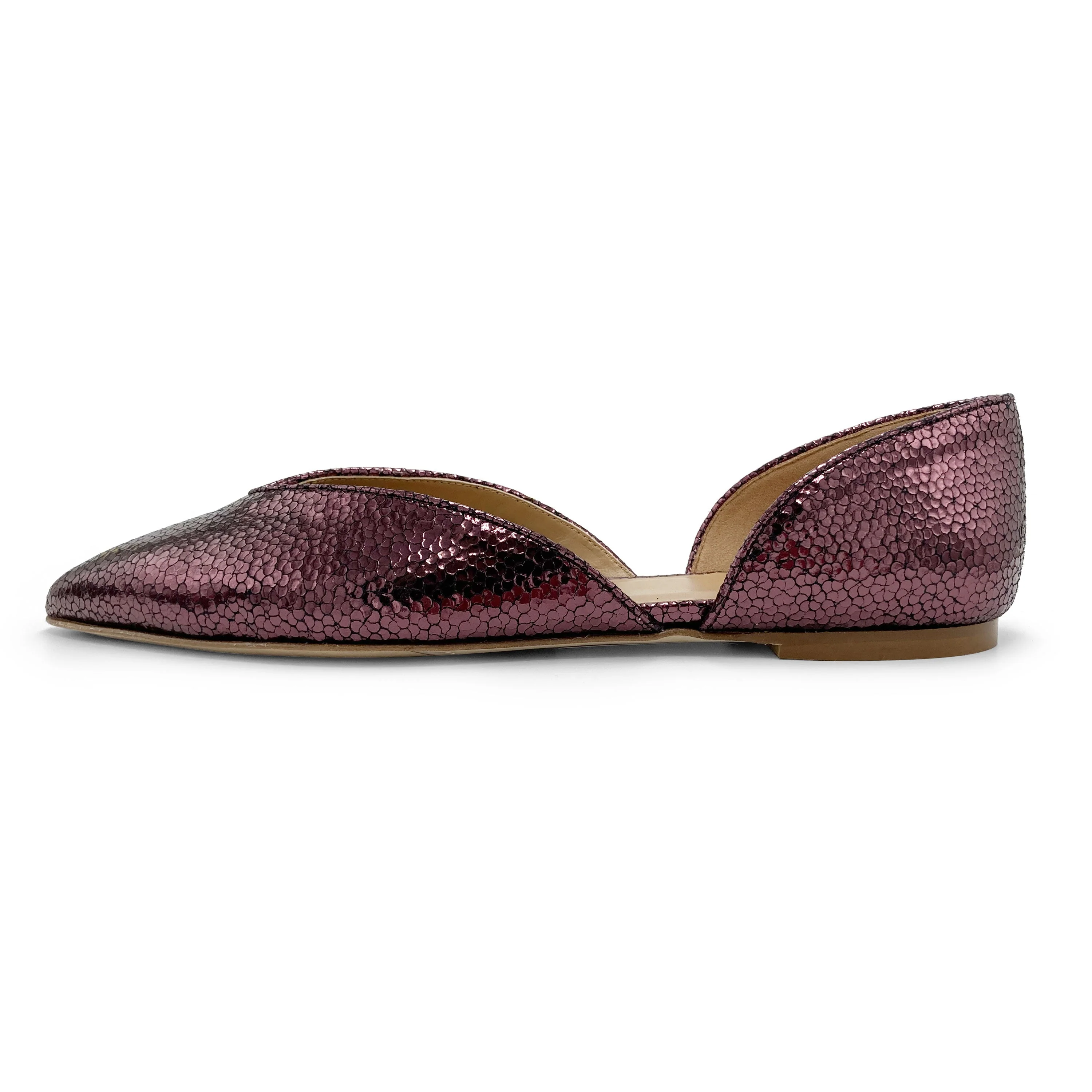 Open plum purple laminated ballet flats - Image 3