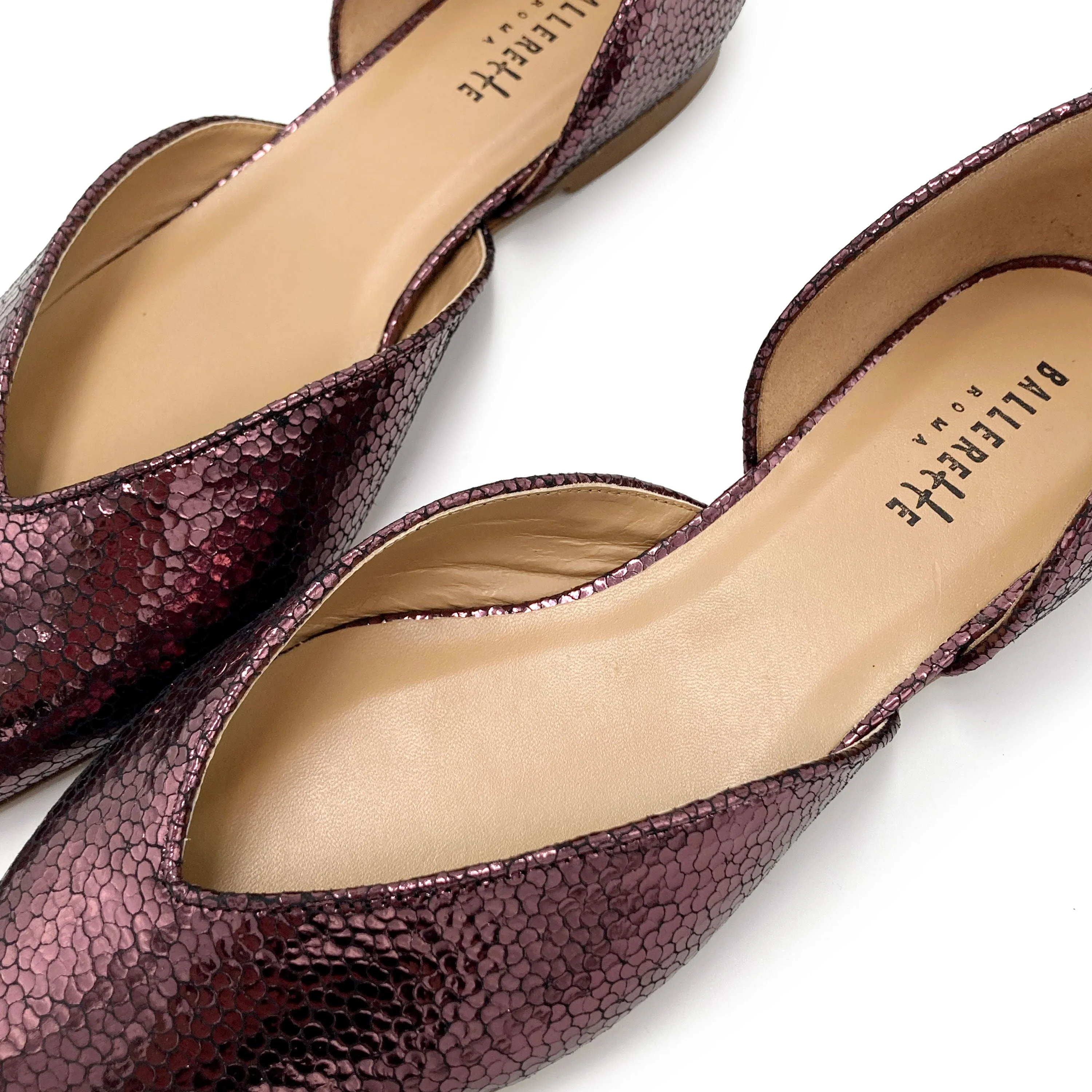 Open plum purple laminated ballet flats - Image 4