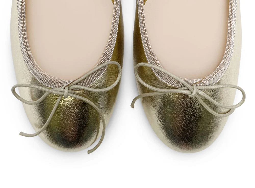 Platinum metallic leather ballet flats - Image 5