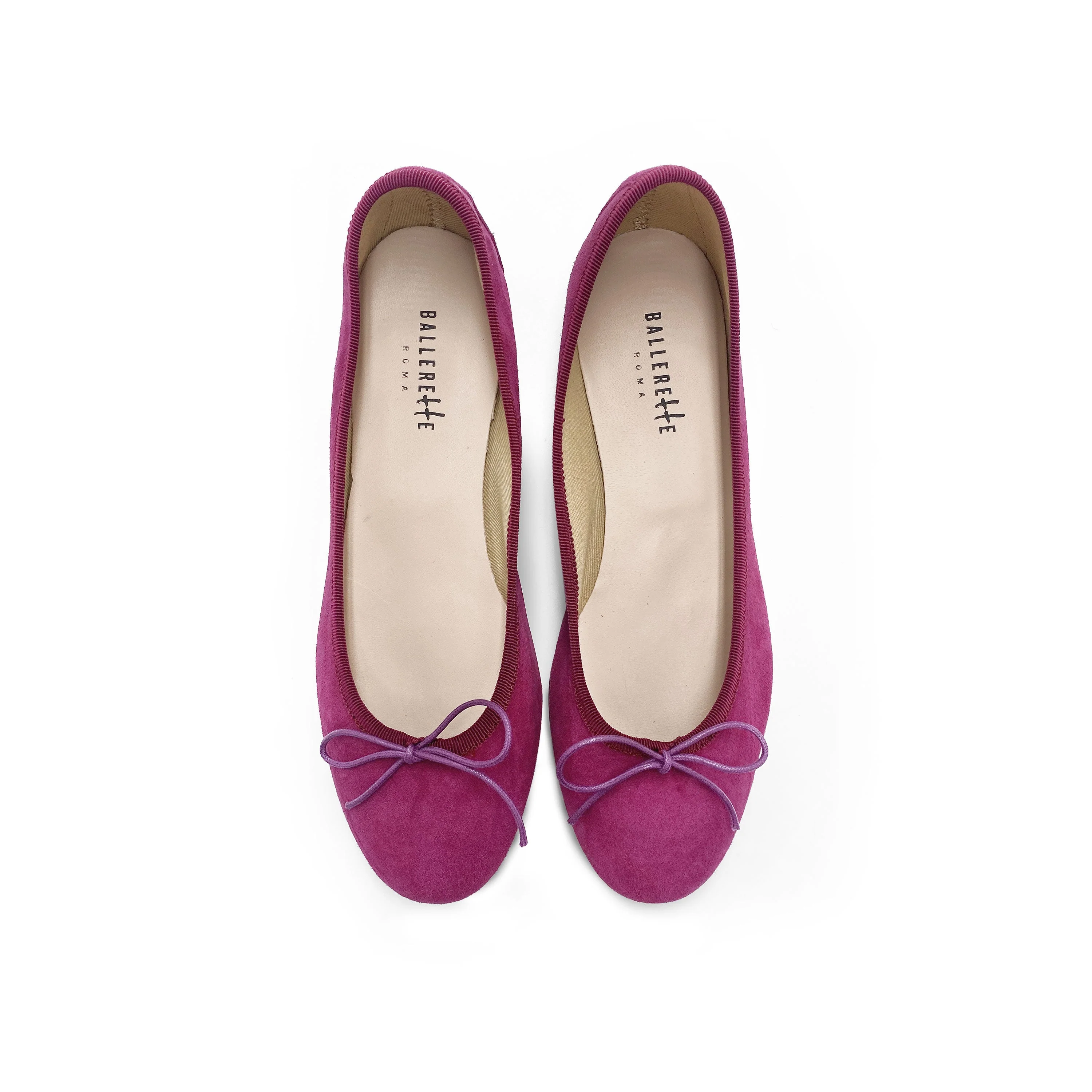 Plum Suede Ballet Flats with Heel - Image 2