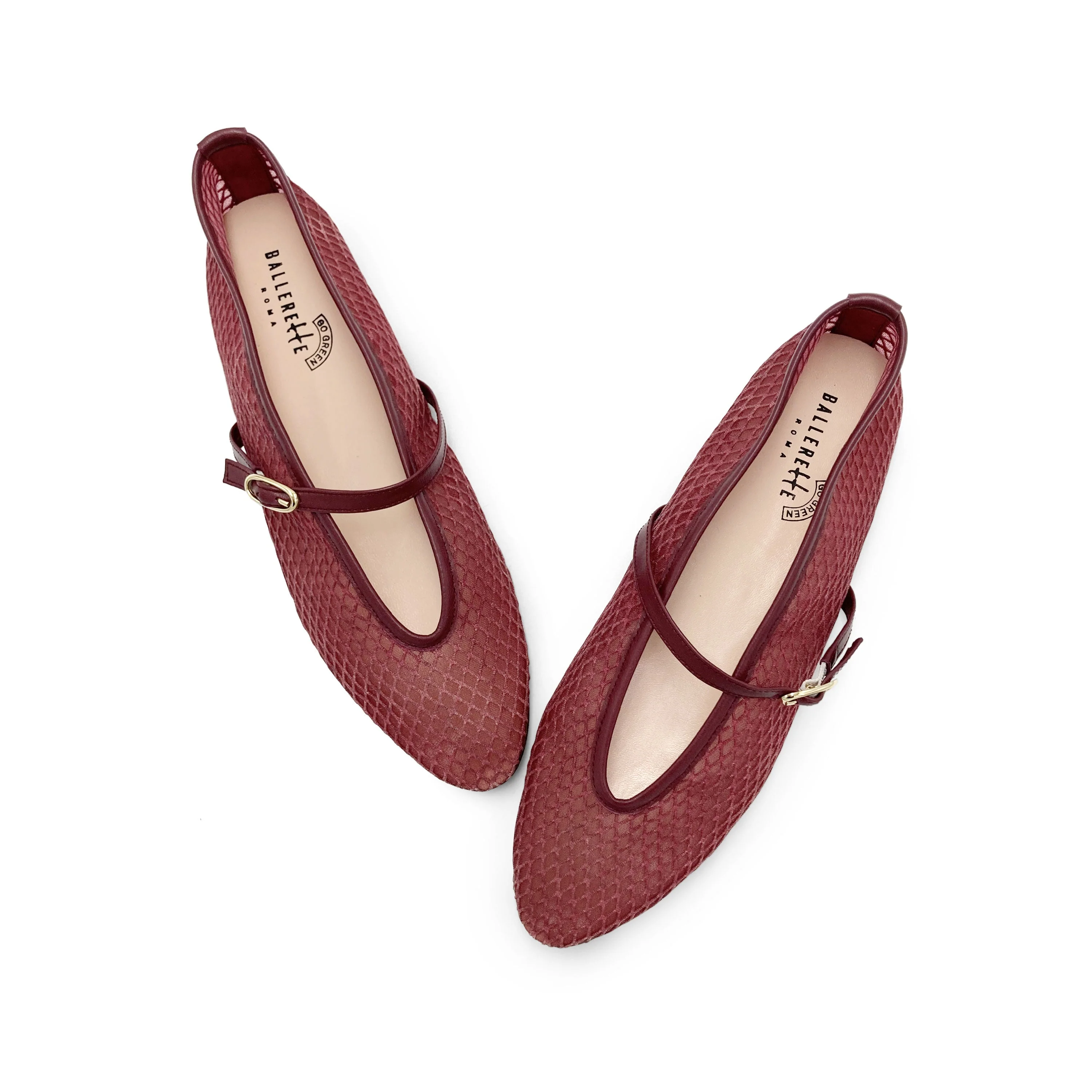 TT GO GREEN Collection - Plum transparent mesh ballet flats in eco recycled fabric - Image 2