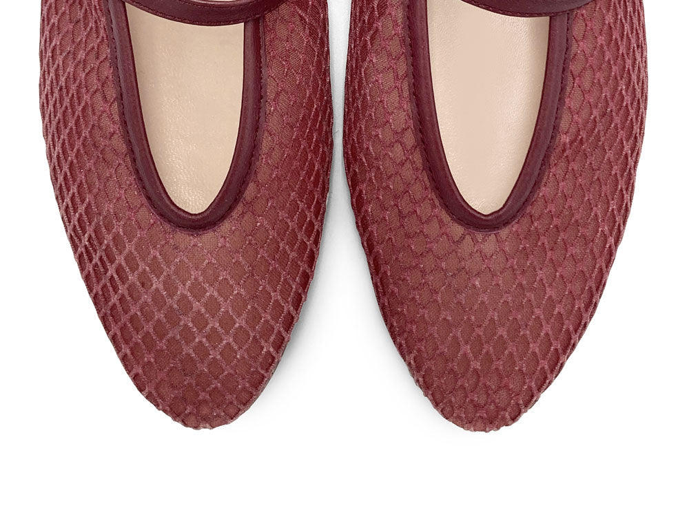 TT GO GREEN Collection - Plum transparent mesh ballet flats in eco recycled fabric - Image 5