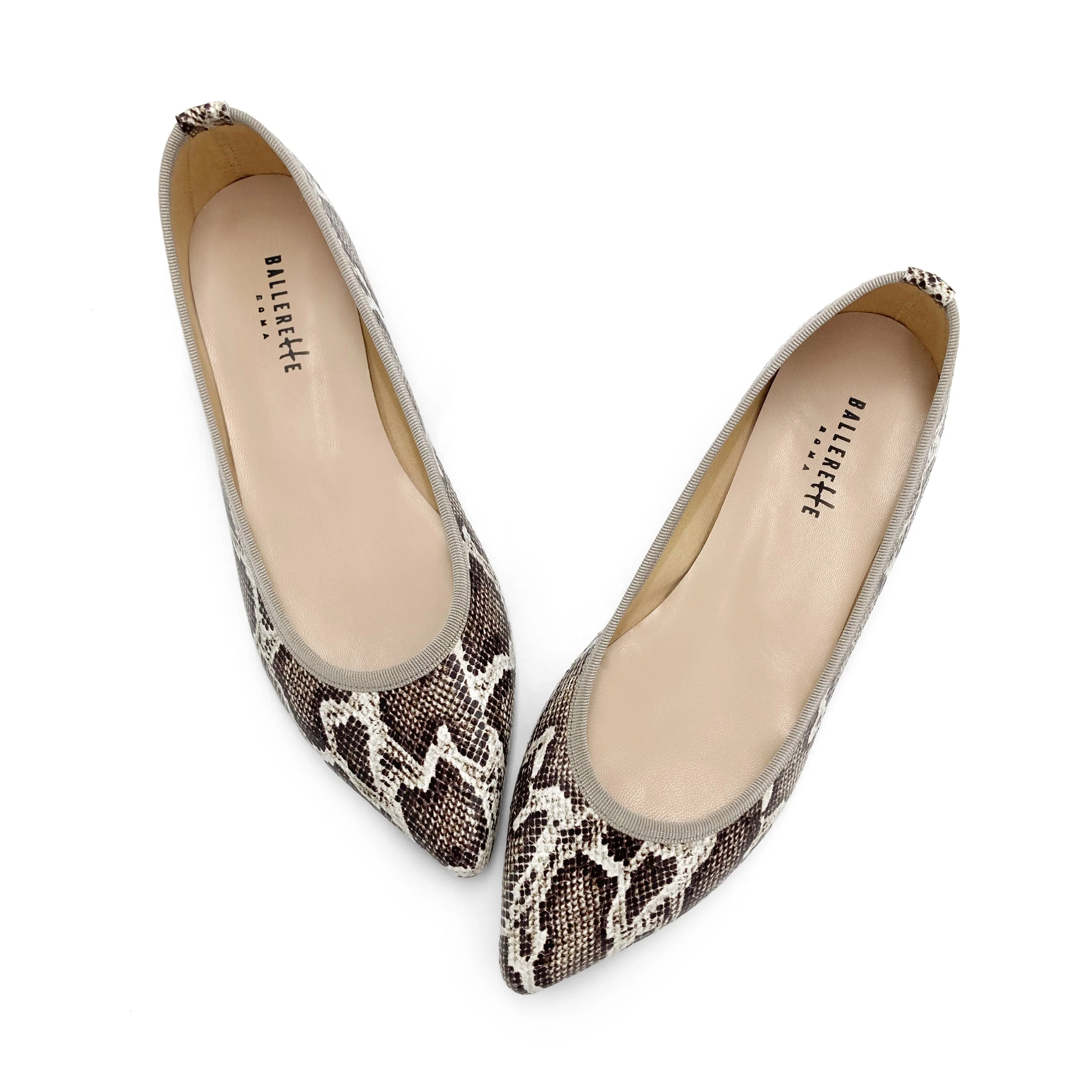 Pointed-toe animal print python-effect leather ballet flats - Image 5