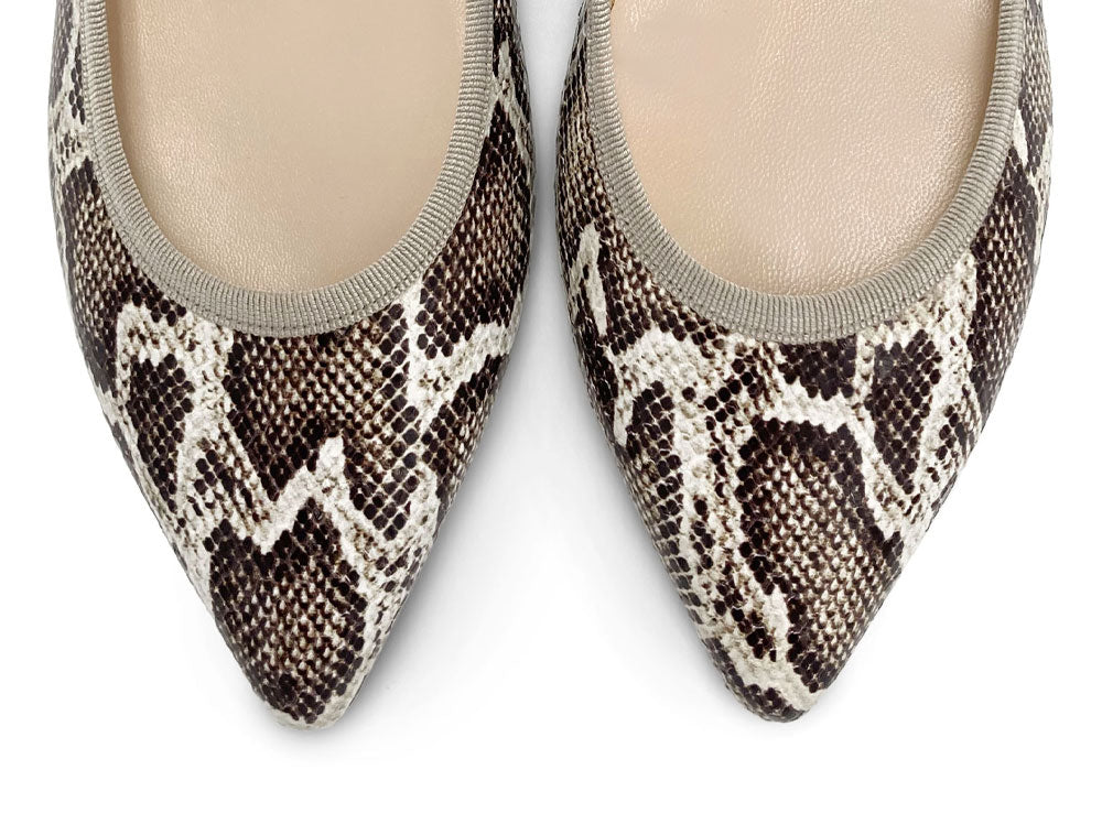 Pointed-toe animal print python-effect leather ballet flats - Image 6