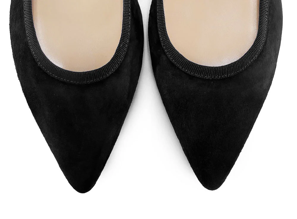 Pointed toe black suede ballet flats - Image 6