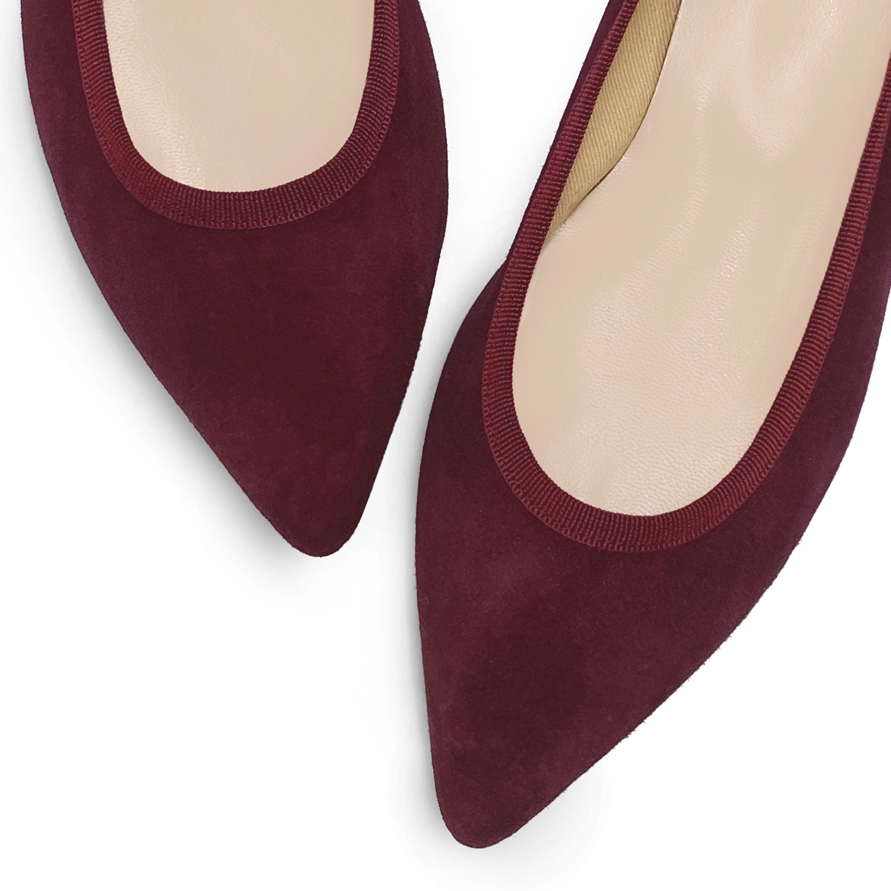 Pointed toe burgundy suede ballet flats - Image 3
