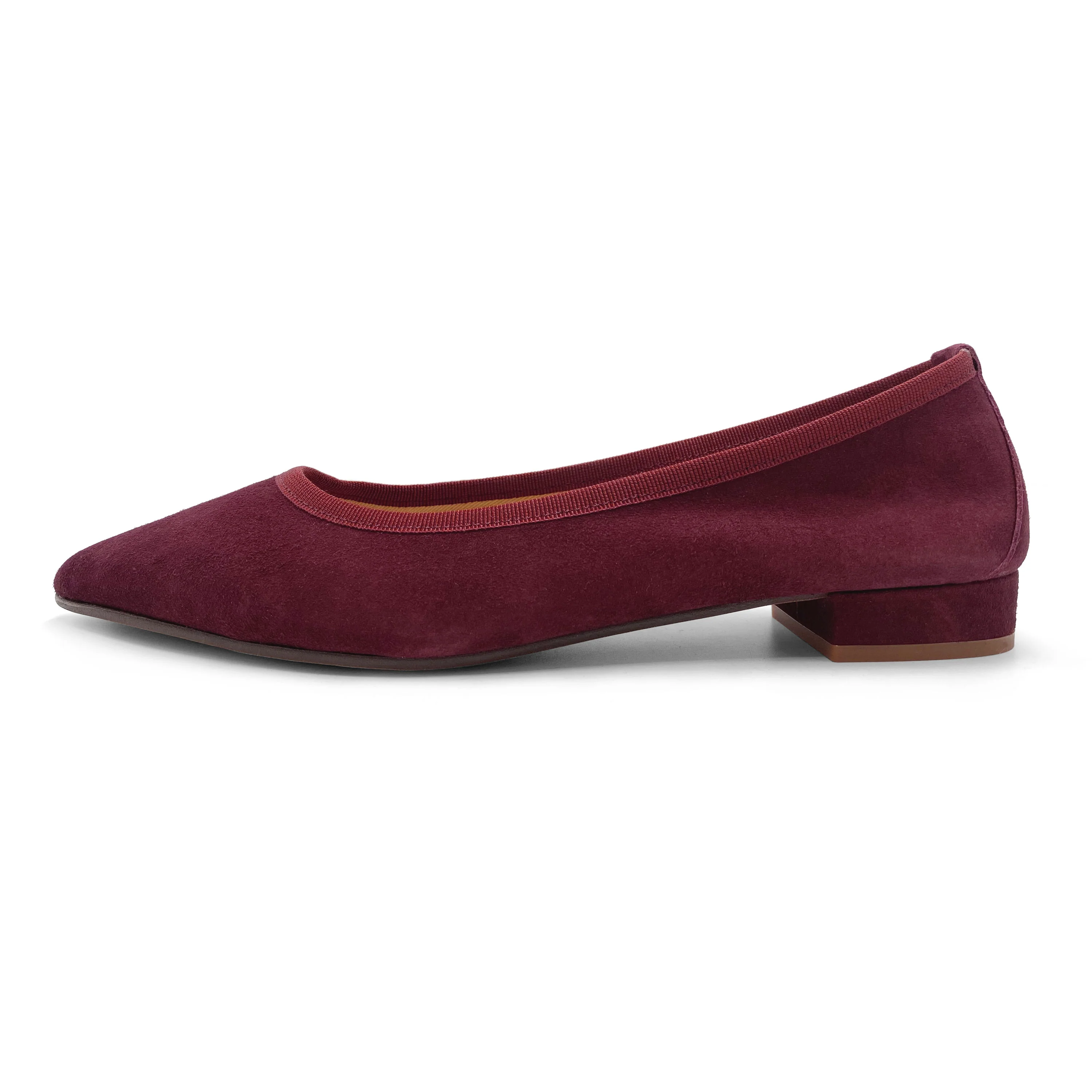 Pointed toe burgundy suede ballet flats - Image 4