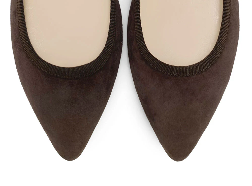 Pointed toe dark brown suede ballet flats - Image 6