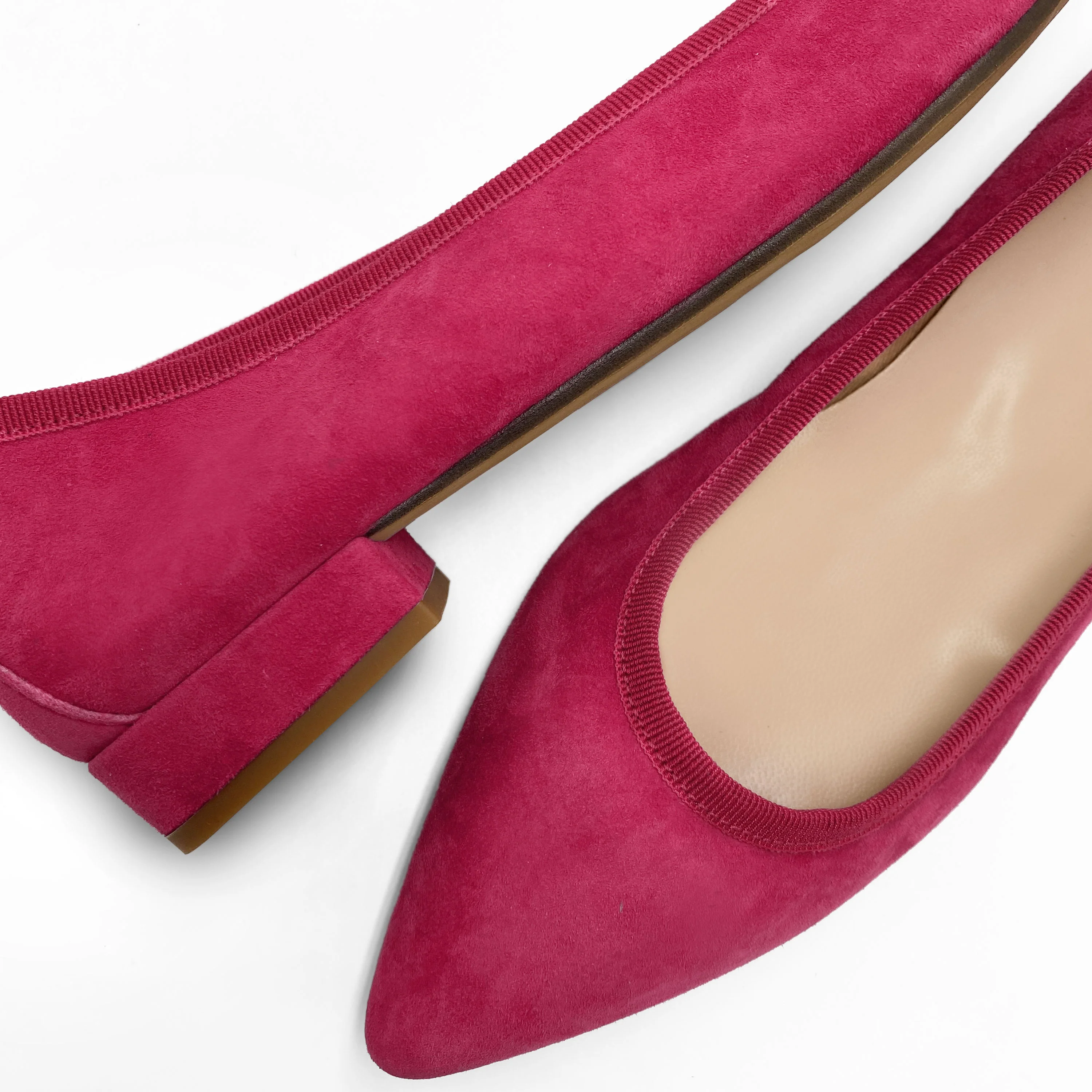 Pointed toe plum suede ballet flats - Image 3