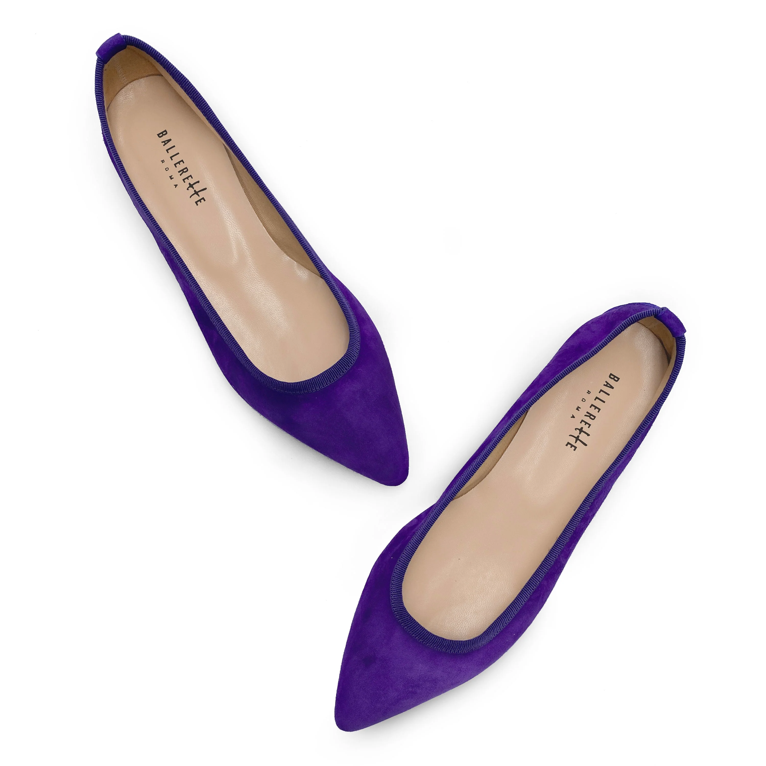 Pointed toe purple suede ballet flats - Image 3