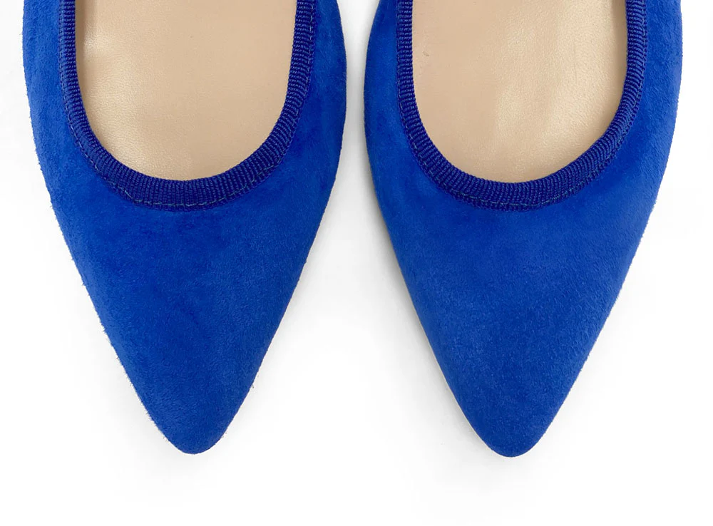 Pointed toe royal blue suede ballet flats - Image 5