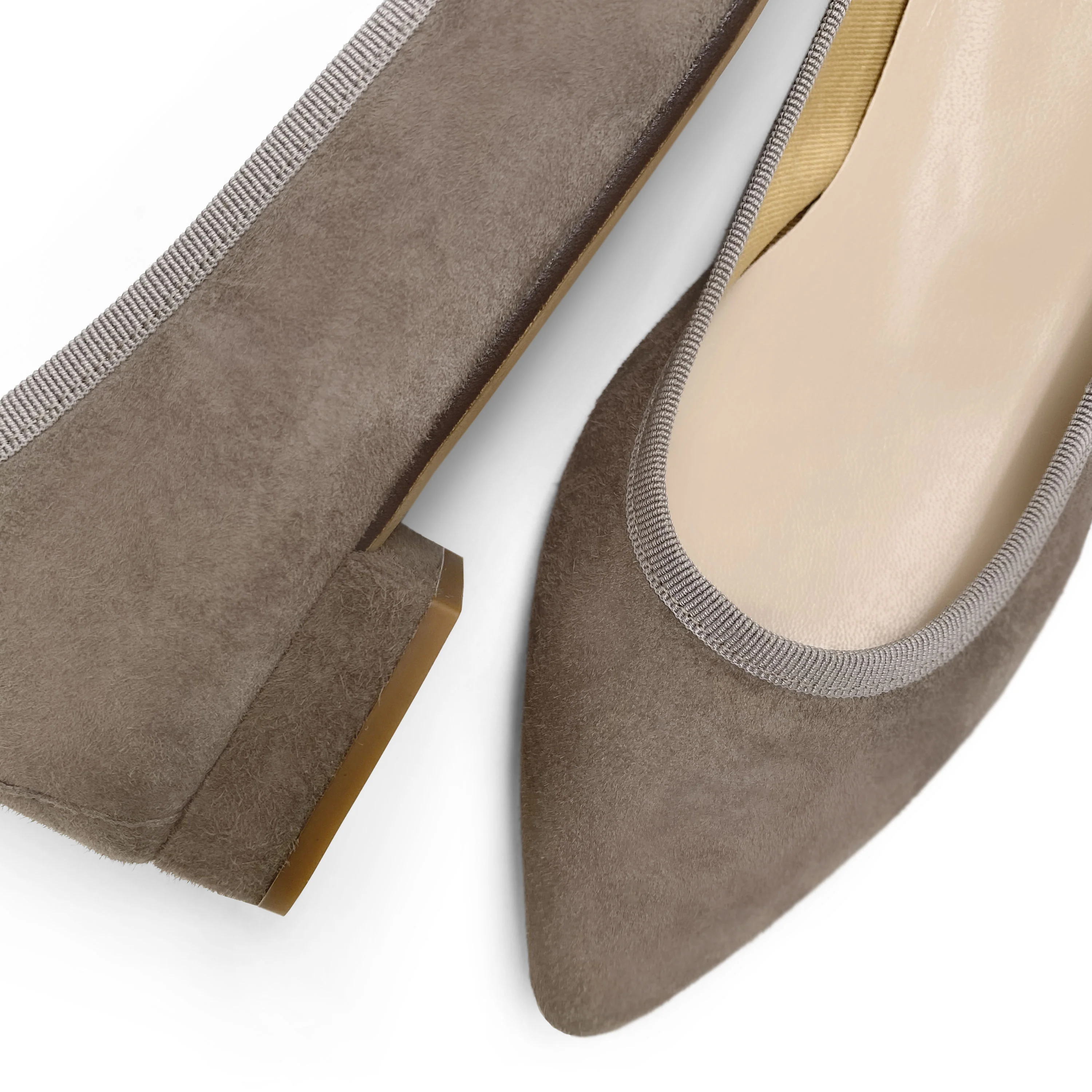 Pointed toe taupe suede ballet flats - Image 3