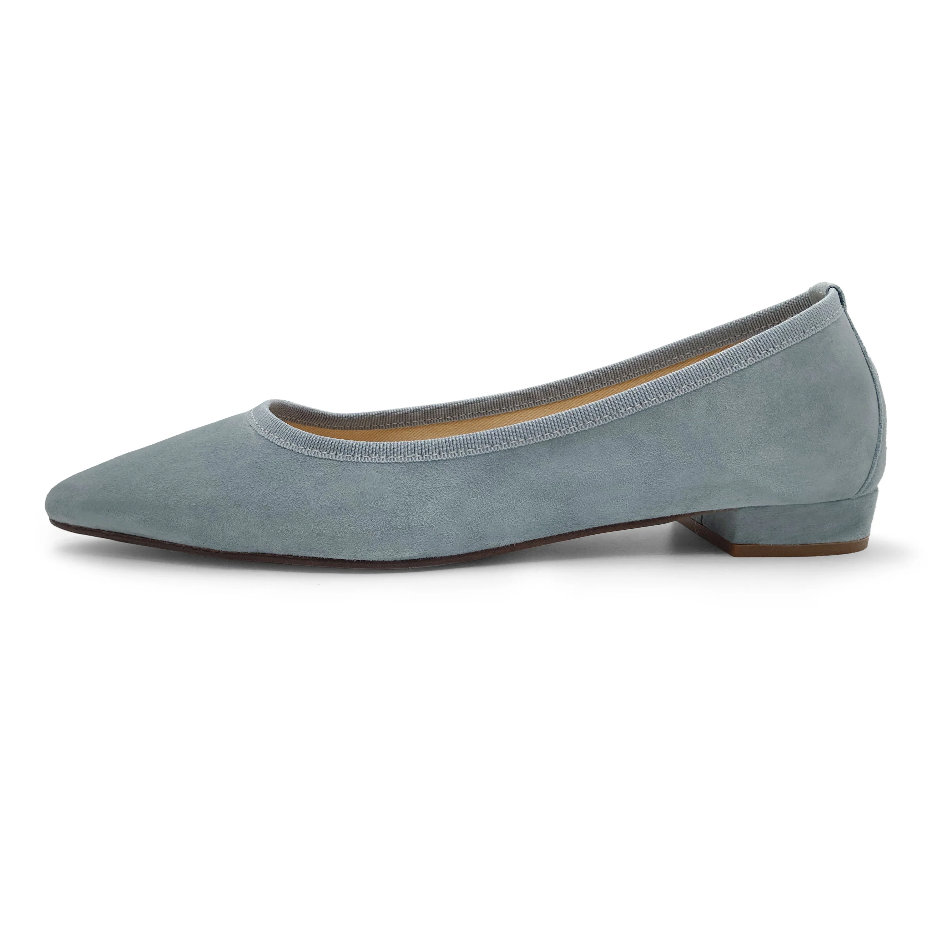 Powder Blue Suede Pointed toe Ballet Flats - Image 4