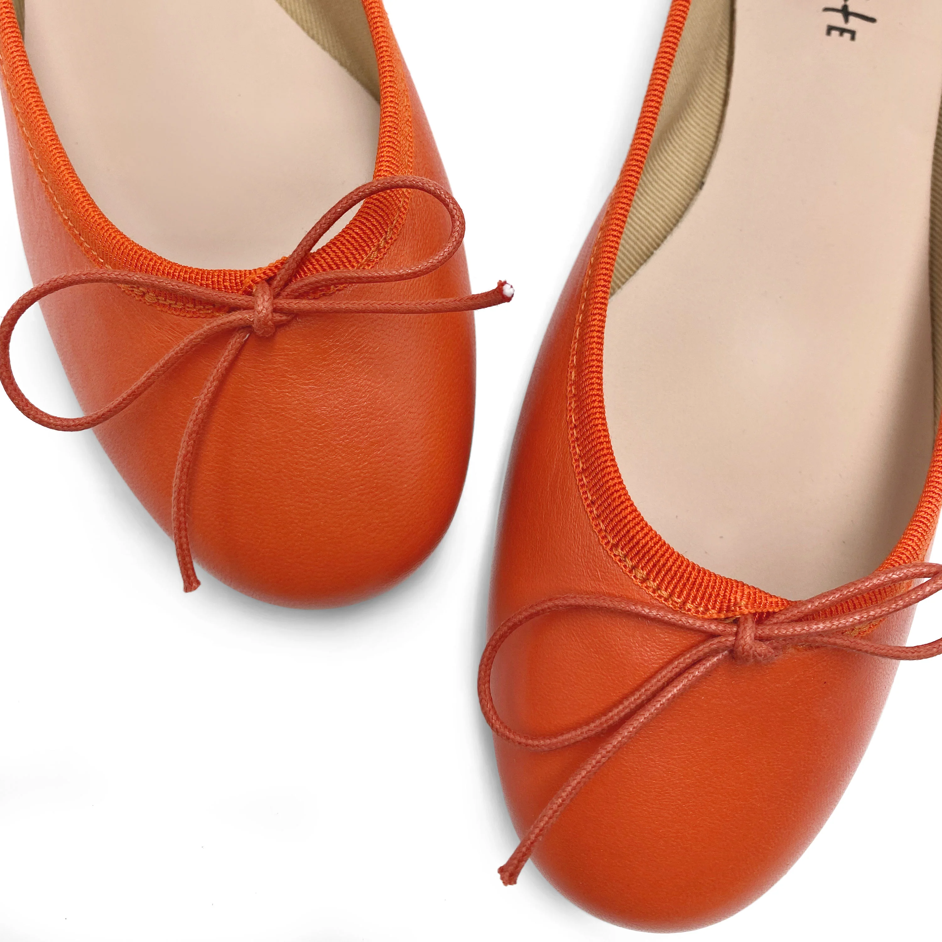 Pumpkin orange leather ballet flats - Image 3