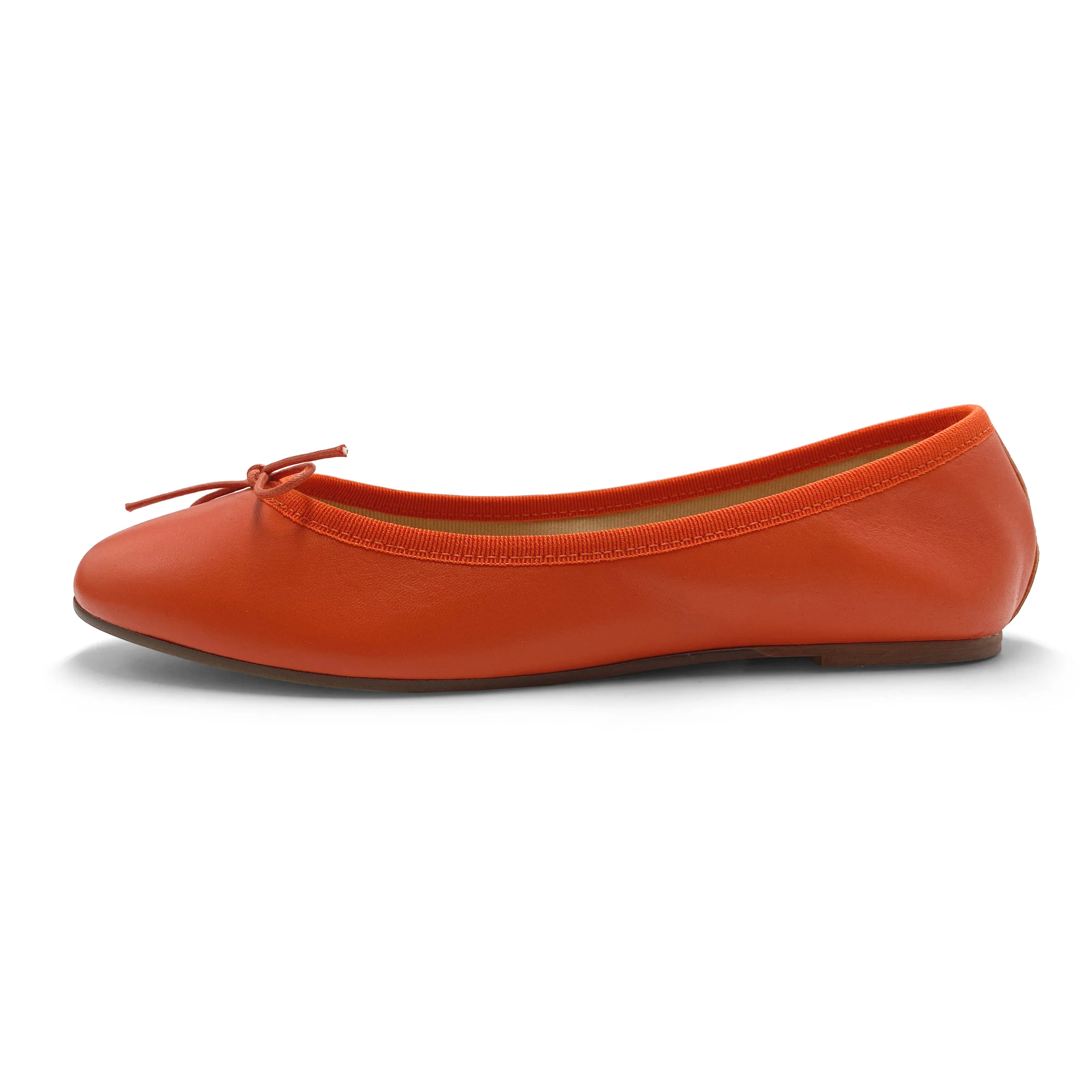 Pumpkin orange leather ballet flats - Image 4