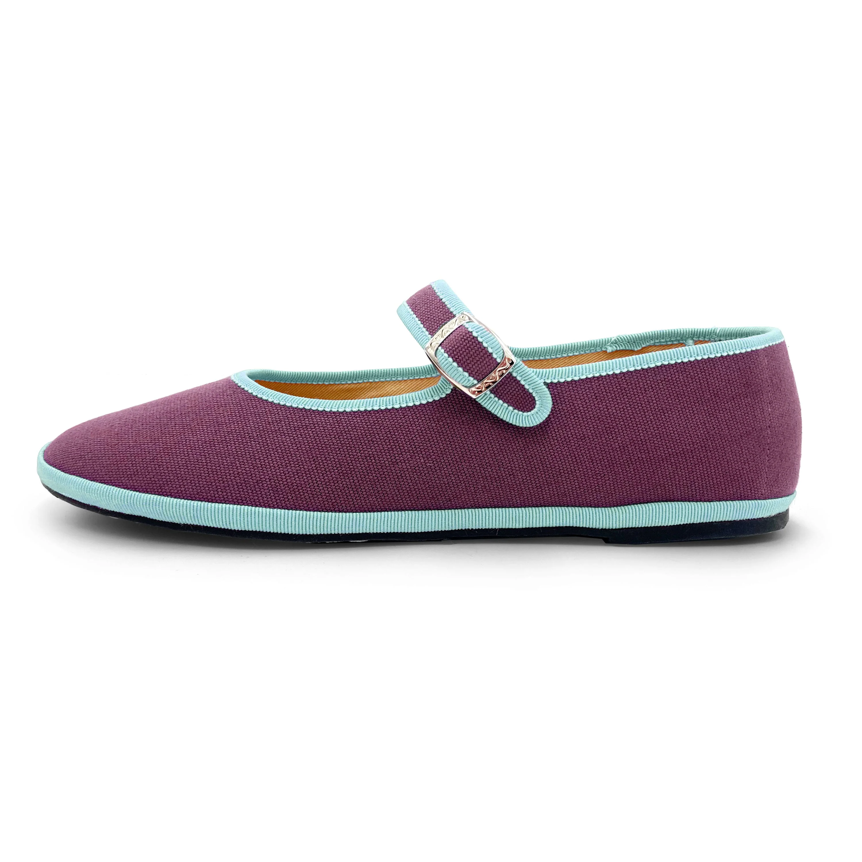 Purple cotton Mary Jane friulane with light blue details - Image 4