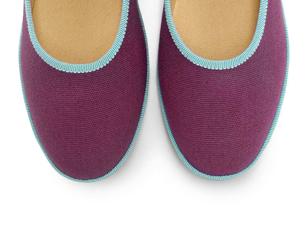 Purple cotton Mary Jane friulane with light blue details - Image 5
