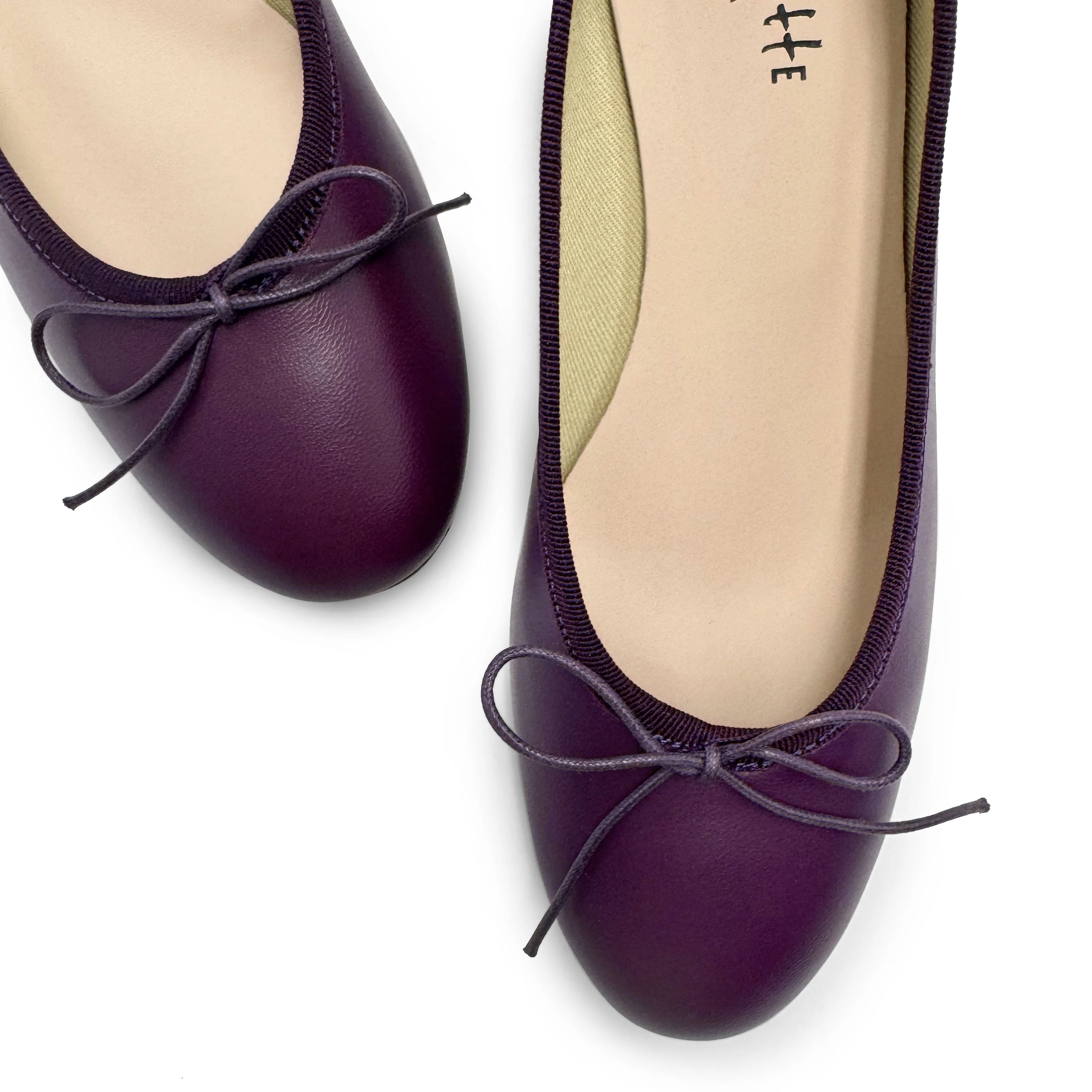 Purple leather ballet flats with heel - Image 3